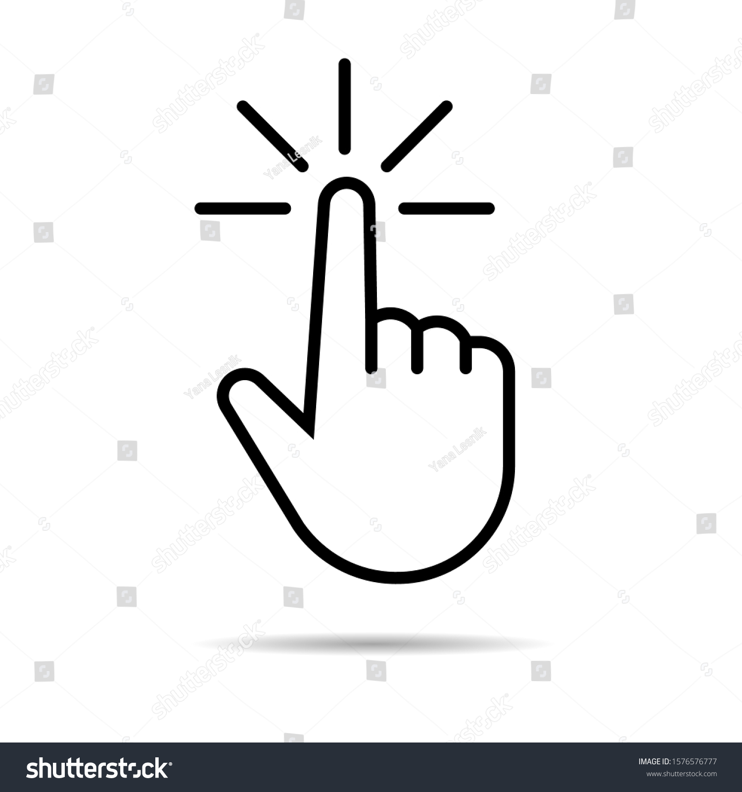 指を指す手のベクター画像アイコン クリック タッチ 押す操作記号 タッチカーソルのグラフィックス絵文字 線とスタイル のベクター画像素材 ロイヤリティフリー