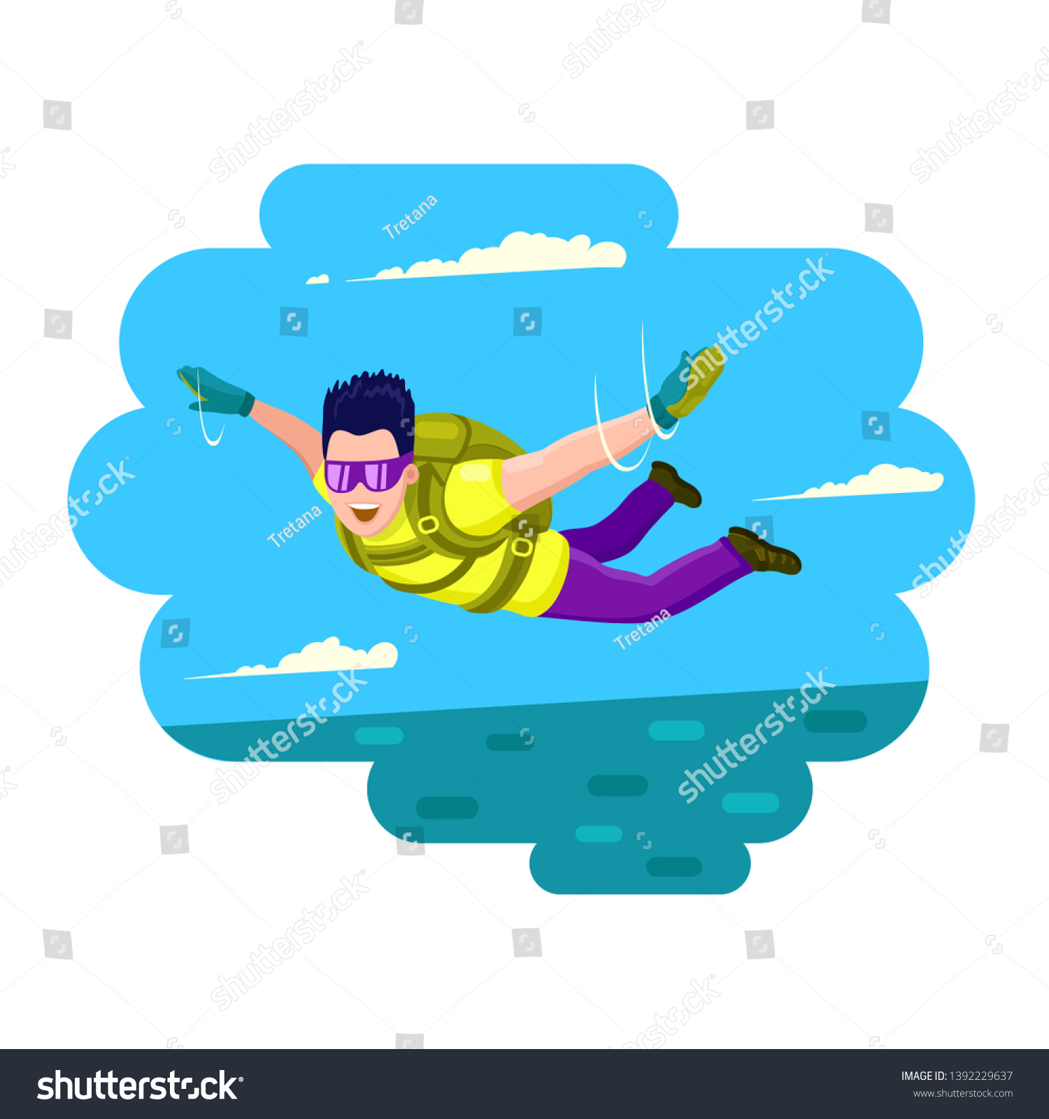 Vector Icon Sexy Guy Parachute Jump Stock Vector Royalty Free 1392229637