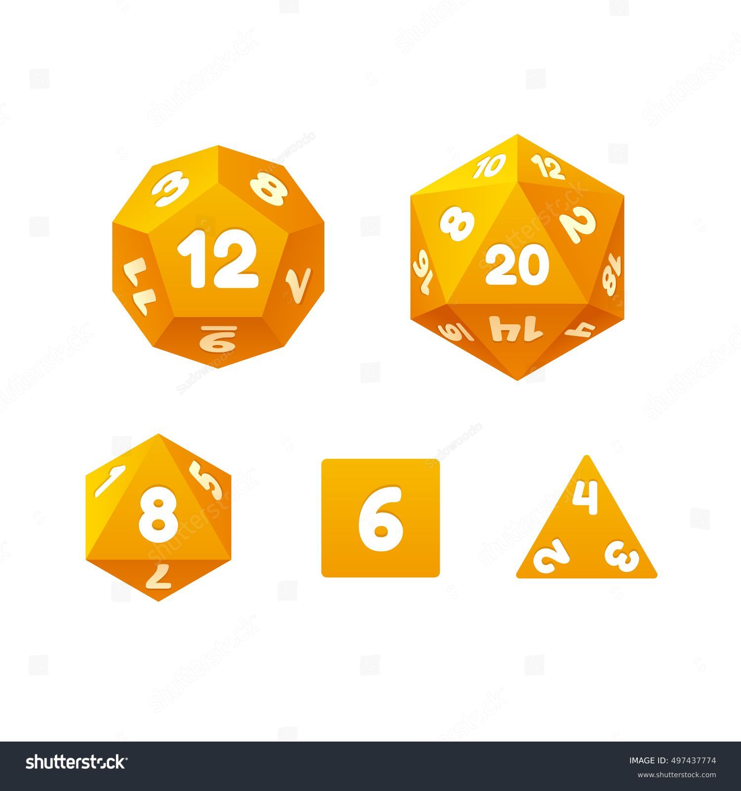 SVG of Vector icon set of dice for fantasy RPG tabletop games. Standard board game polyhedral dice with different number of sides. svg