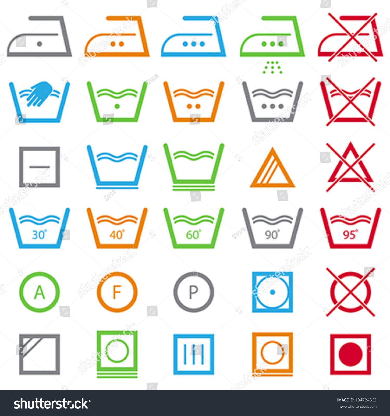 Vector Icon Set Of Washing Signs And Care Label. Easy To Edit ...