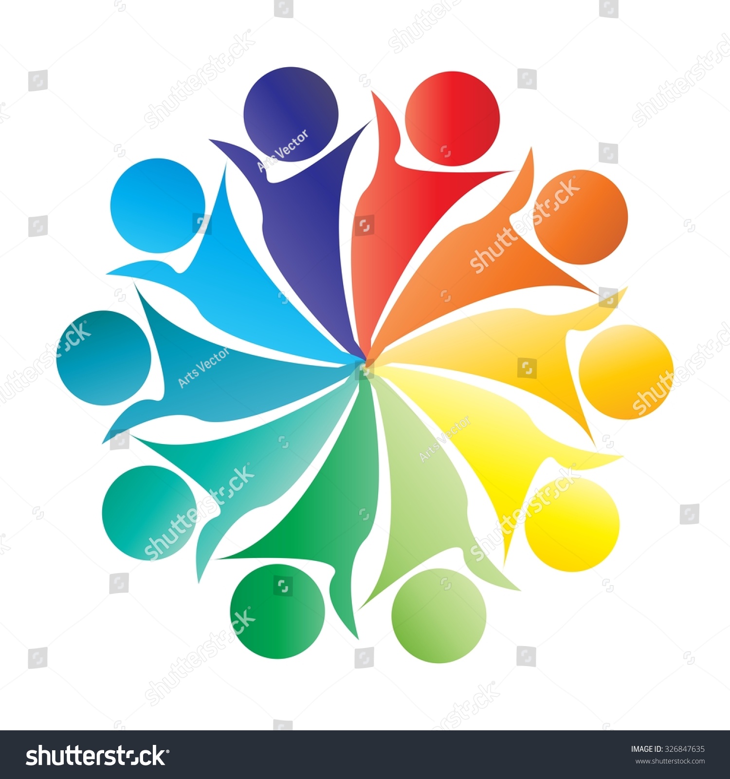 Vector Icon Teamwork Hugging Group People Stock Vector (Royalty Free ...