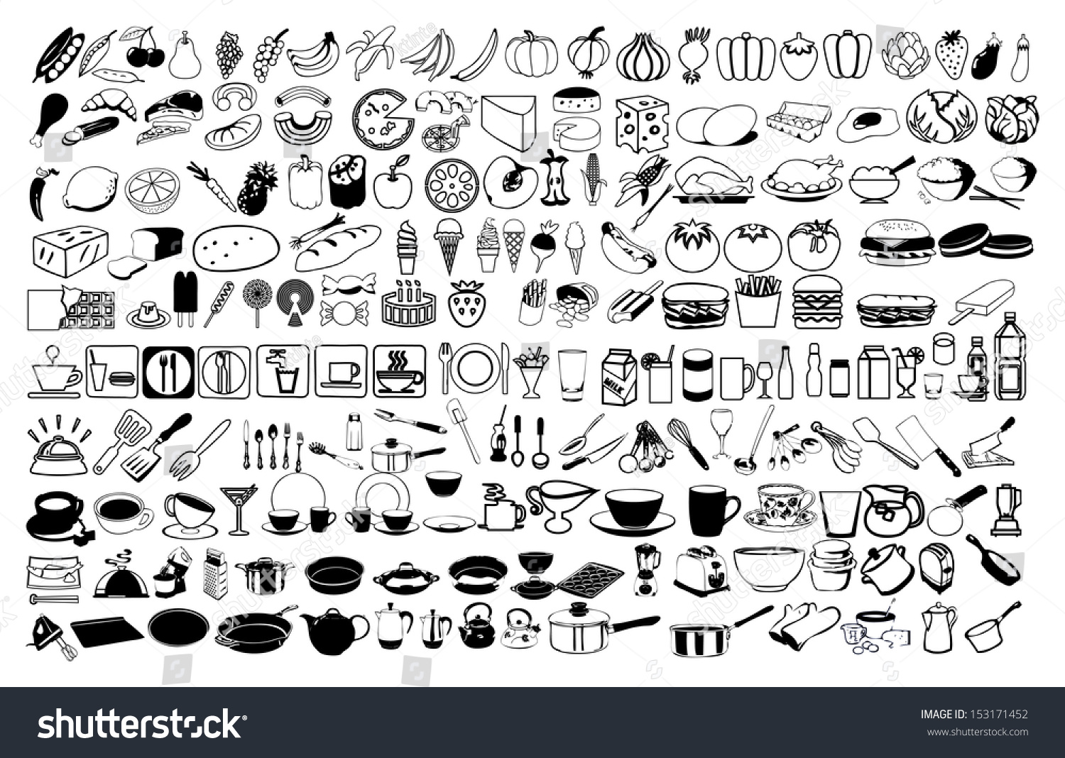 Vector Icons Of Food - 153171452 : Shutterstock