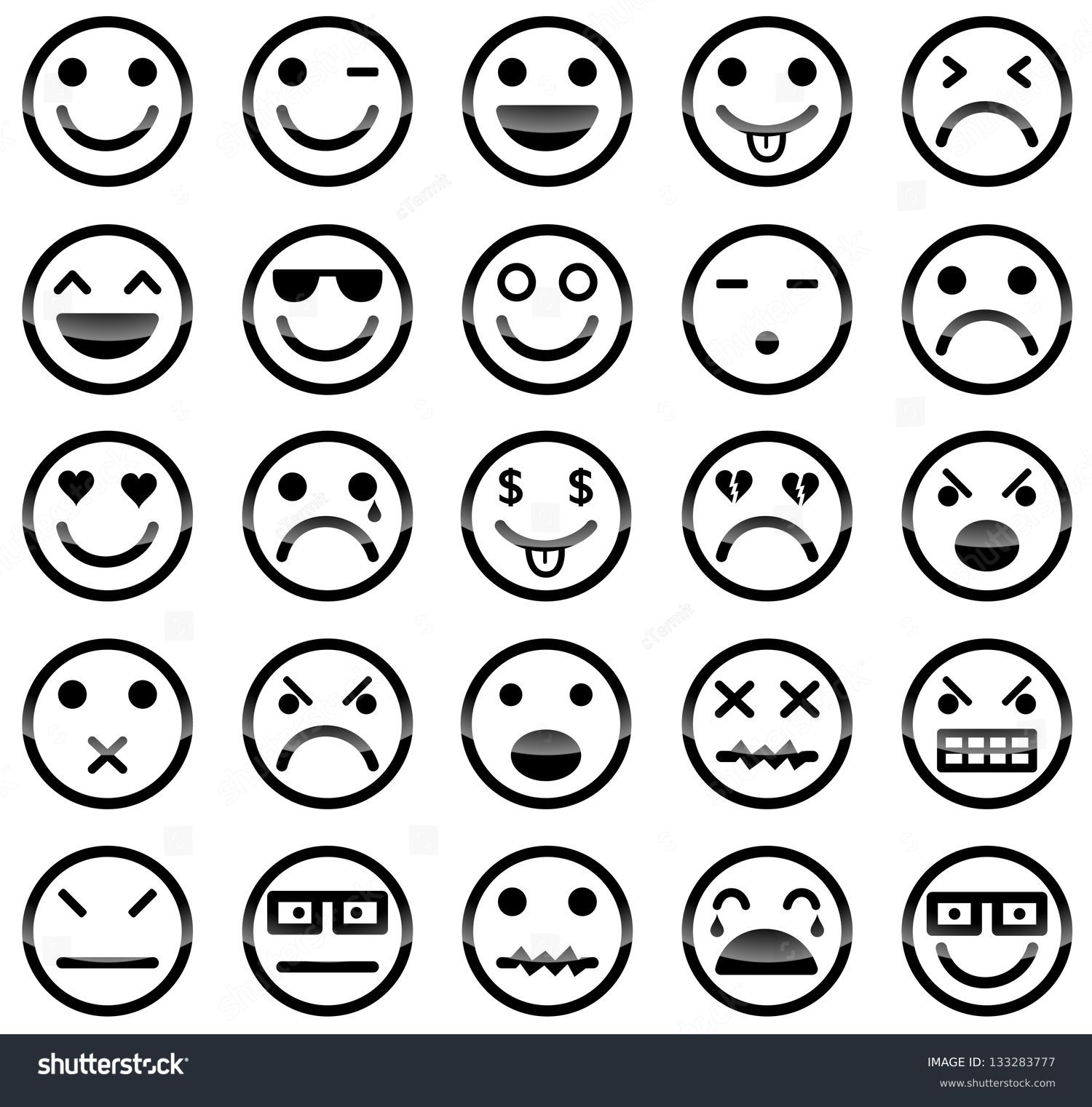 Vector Icons Of Smiley Faces - 133283777 : Shutterstock