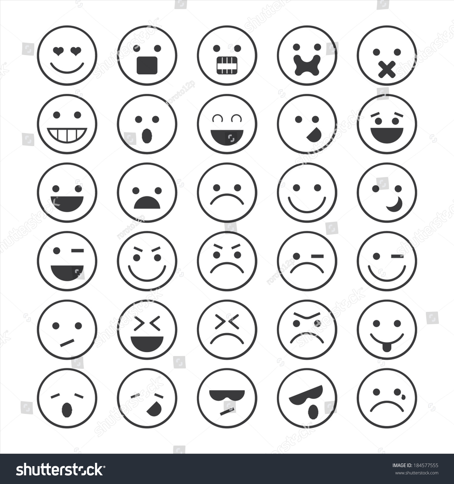 Vector Icons Of Smiley Faces - 184577555 : Shutterstock