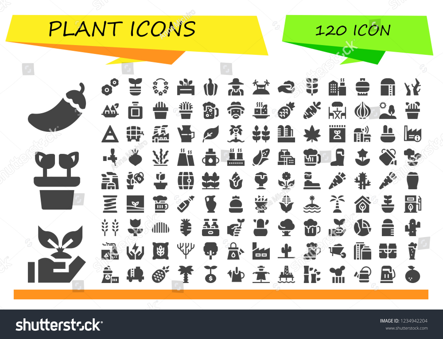 Vector Icons Pack 1 Filled Plant Stock Vector Royalty Free