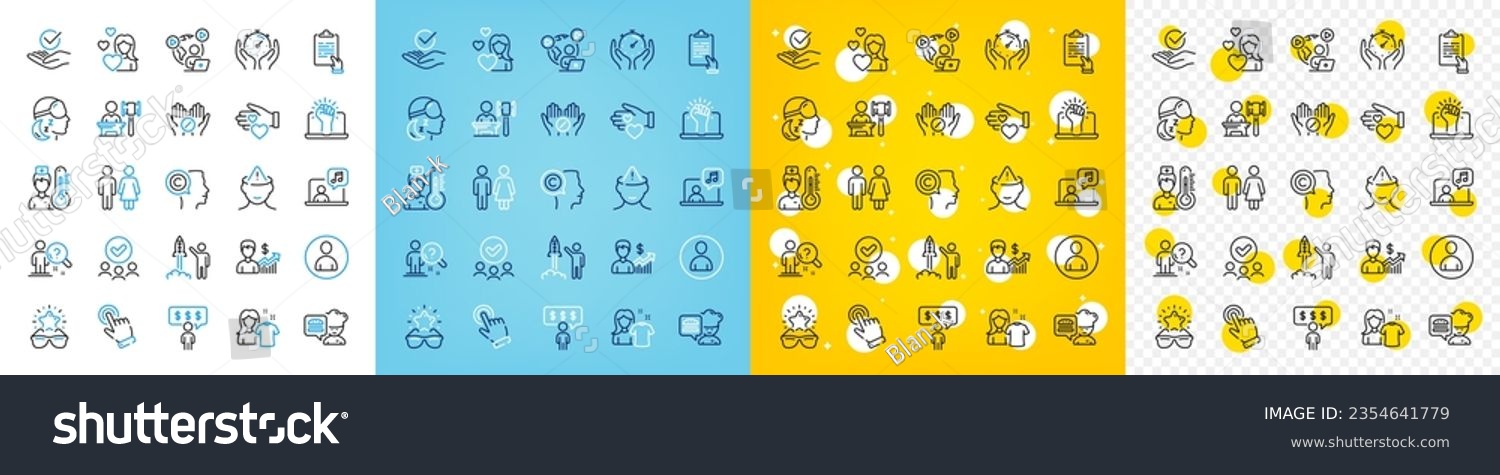 SVG of Vector icons set of Volunteer, Cursor and Insomnia line icons pack for web with Mental health, Employee benefits, Music outline icon. Business growth, Writer, Launch project pictogram. Vector svg