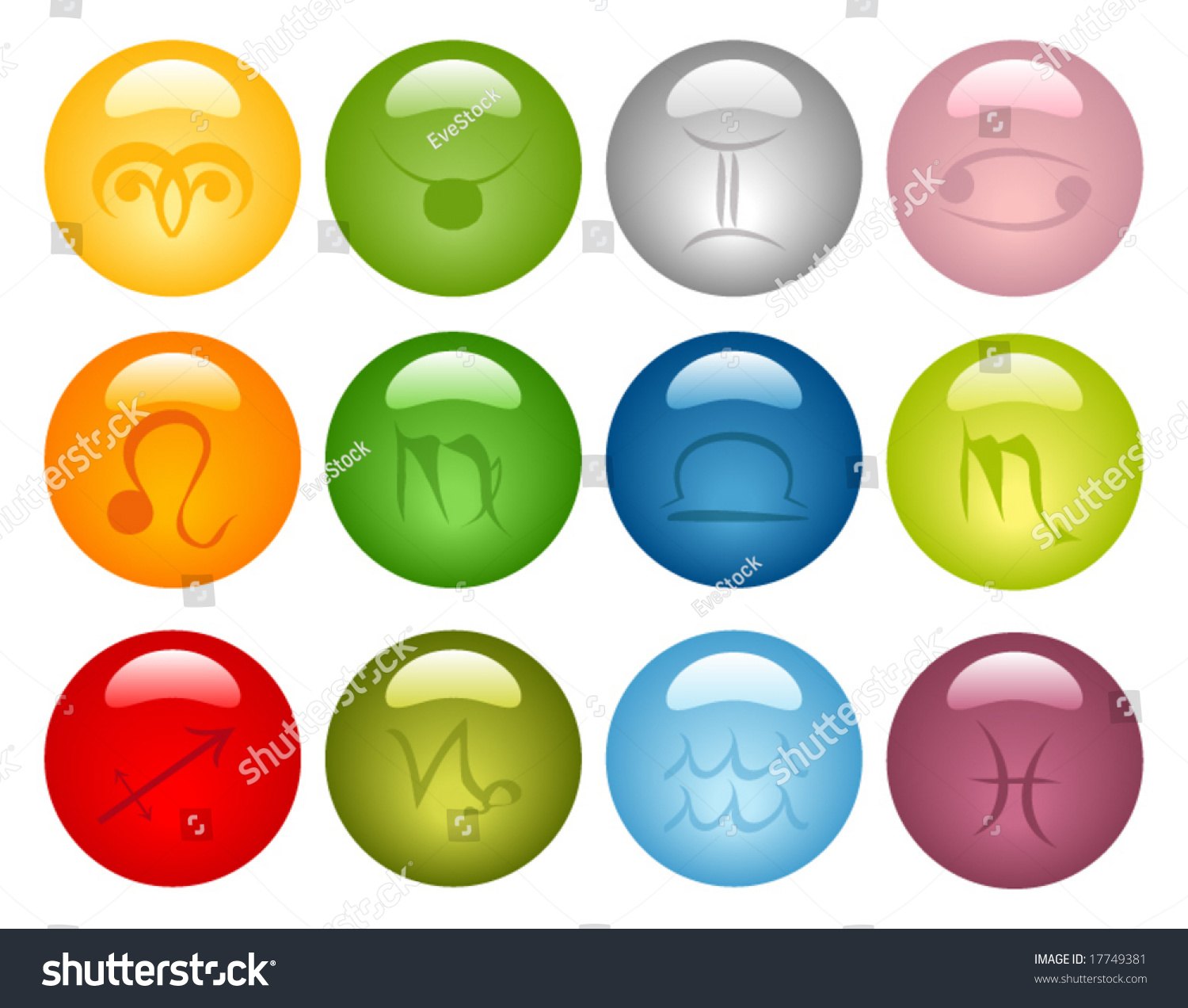 Vector 12 Icons Astrology Symbols Stock Vector (Royalty Free) 17749381