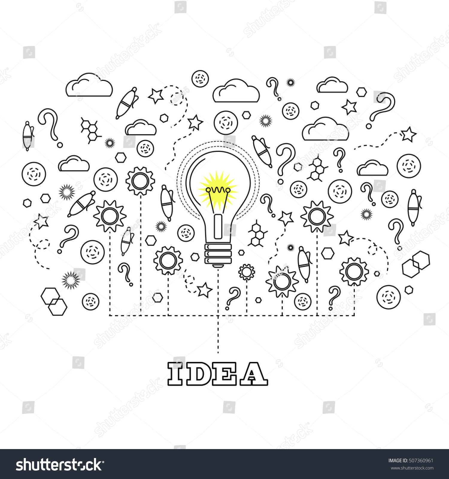 Vector Idea Concept Light Bulb Doodle Stock Vector (Royalty Free ...