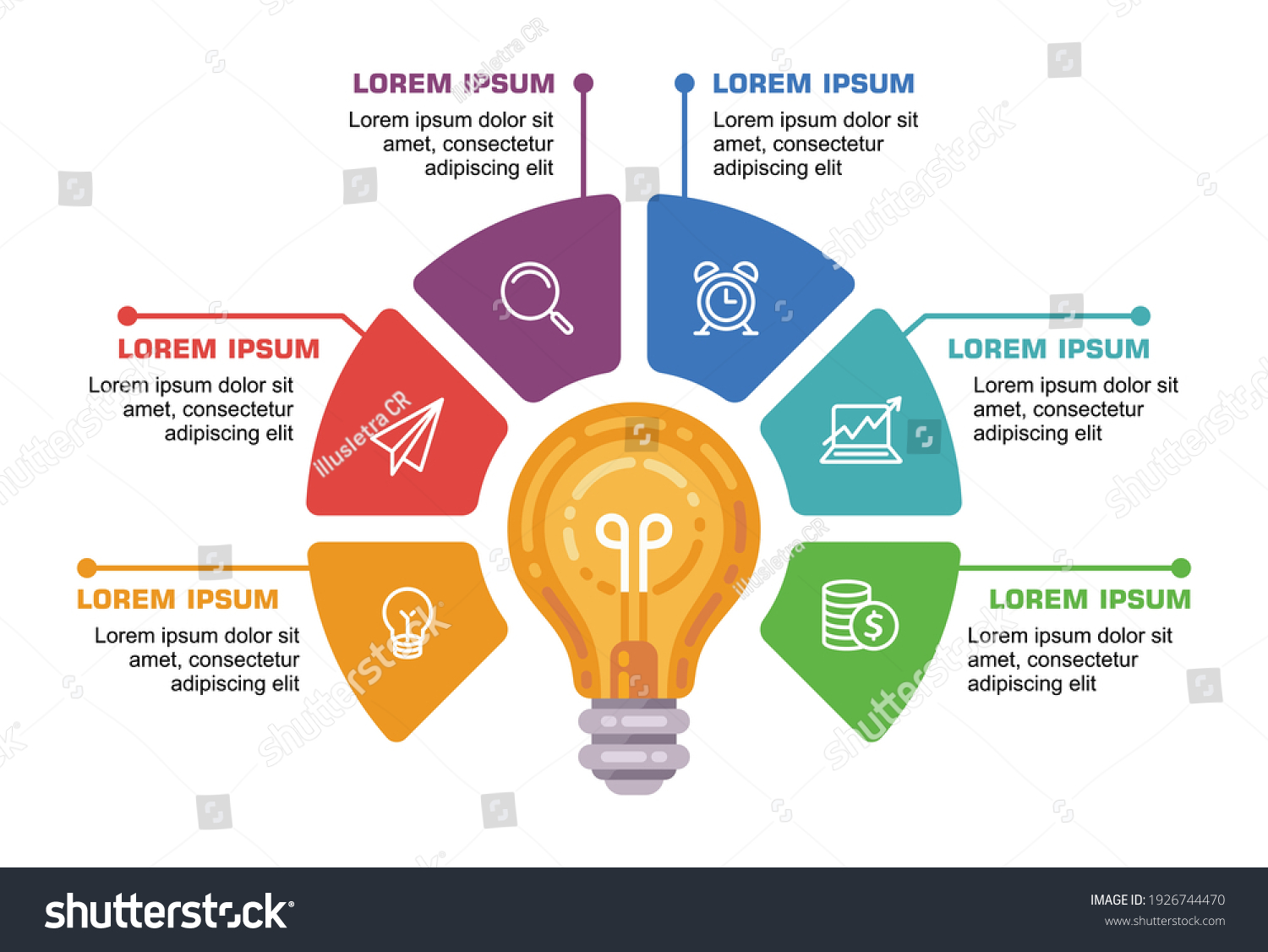 Vector Idea Light Bulb Circle Infographic: เวกเตอร์สต็อก (ปลอดค่า ...