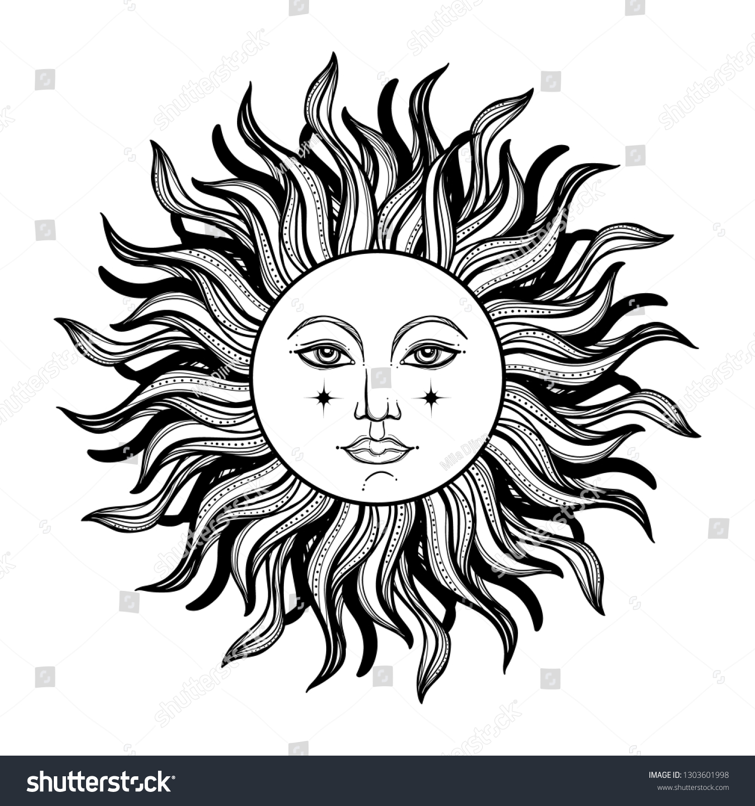 Vector Illlustration Sun Astronomy Astrology Symbol Stock Vector ...