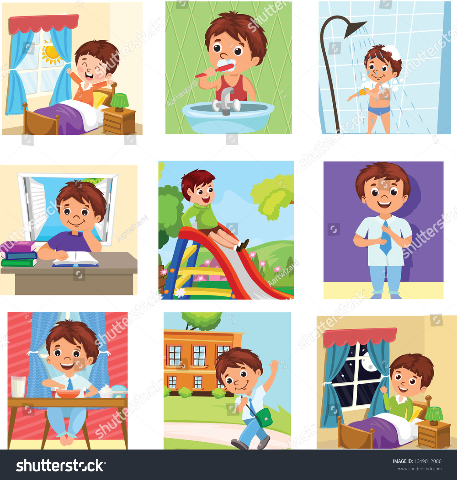 Vector Illlustrations Childs Daily Activities Stock Vector (Royalty ...