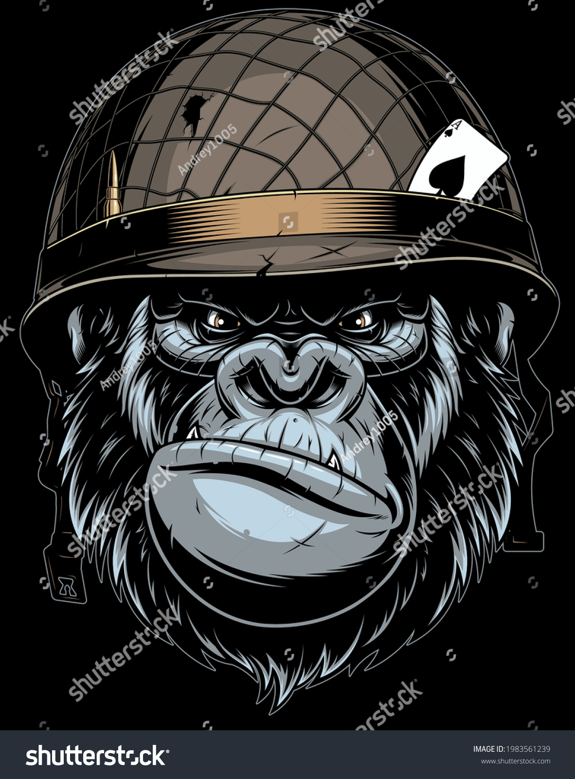 Vector Illustration Ferocious Gorilla Warrior Soldiers Stock Vector 