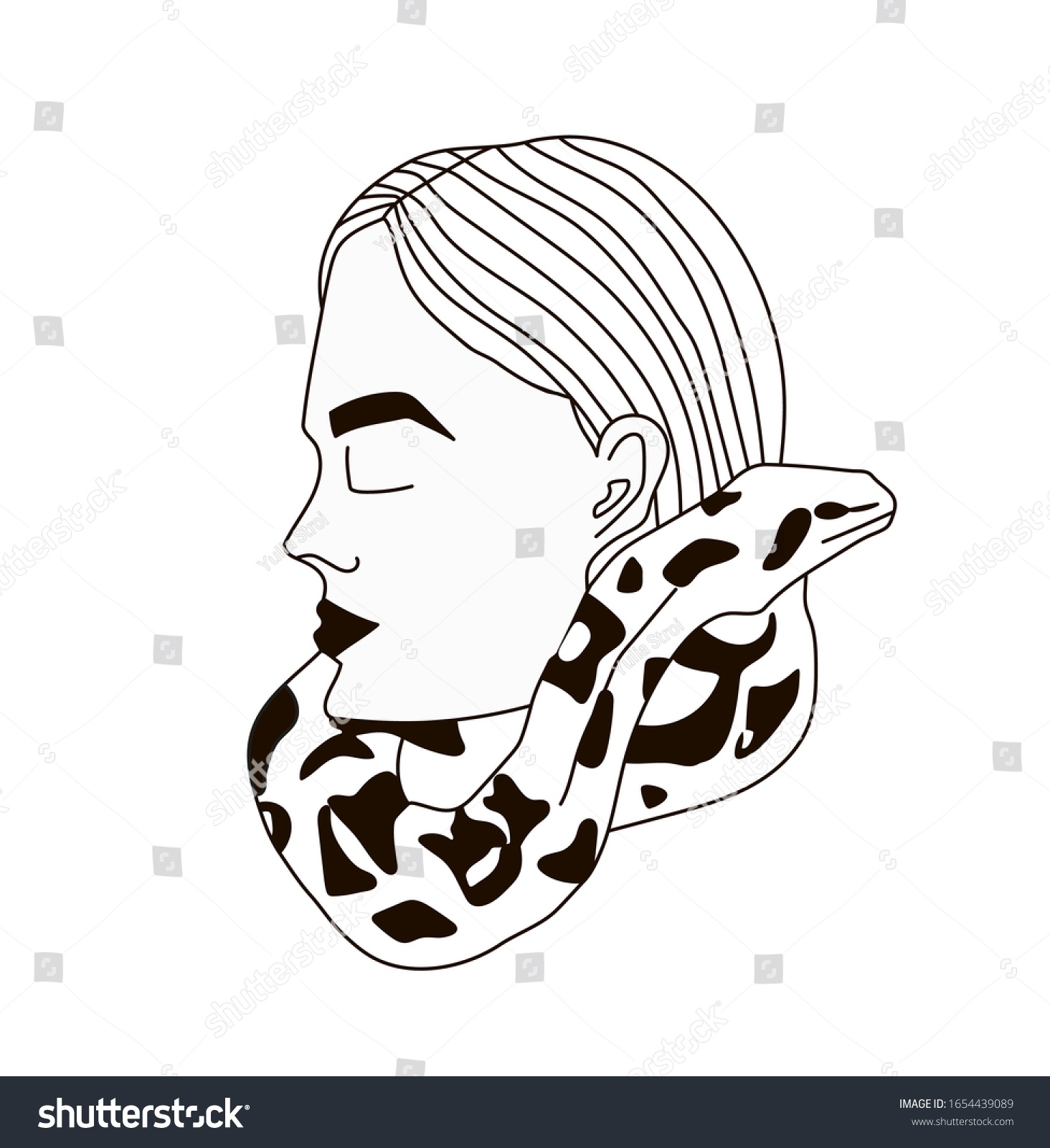 https://image.shutterstock.com/z/stock-vector-vector-illustration-a-girl-with-a-snake-around-her-neck-logo-or-tattoo-design-outline-modern-1654439089.jpg