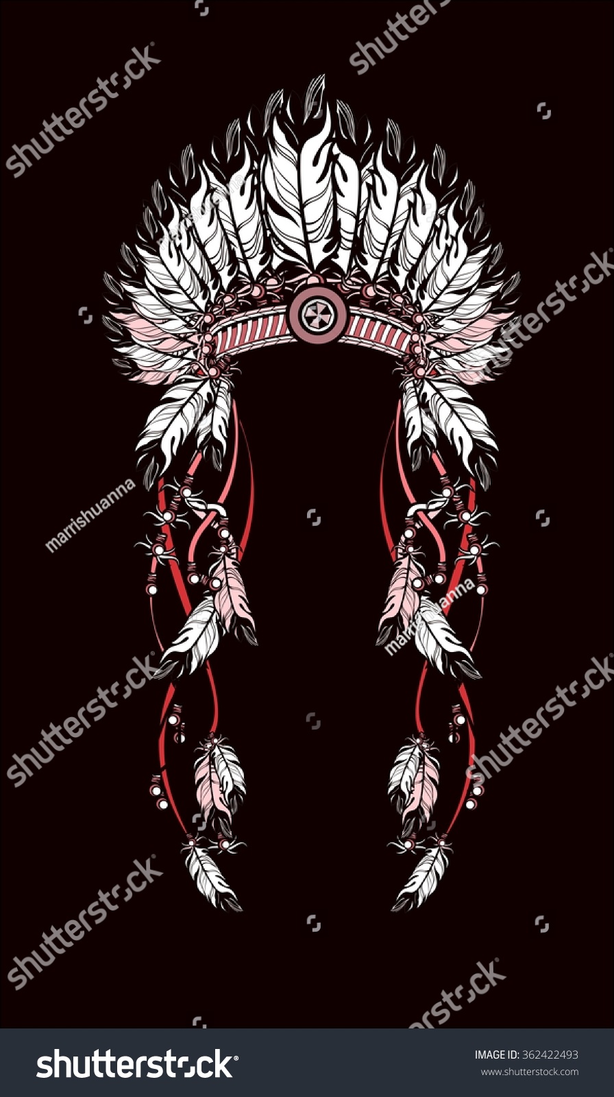 Vector Illustration American Indian Headdress Feathers Stock Vector ...