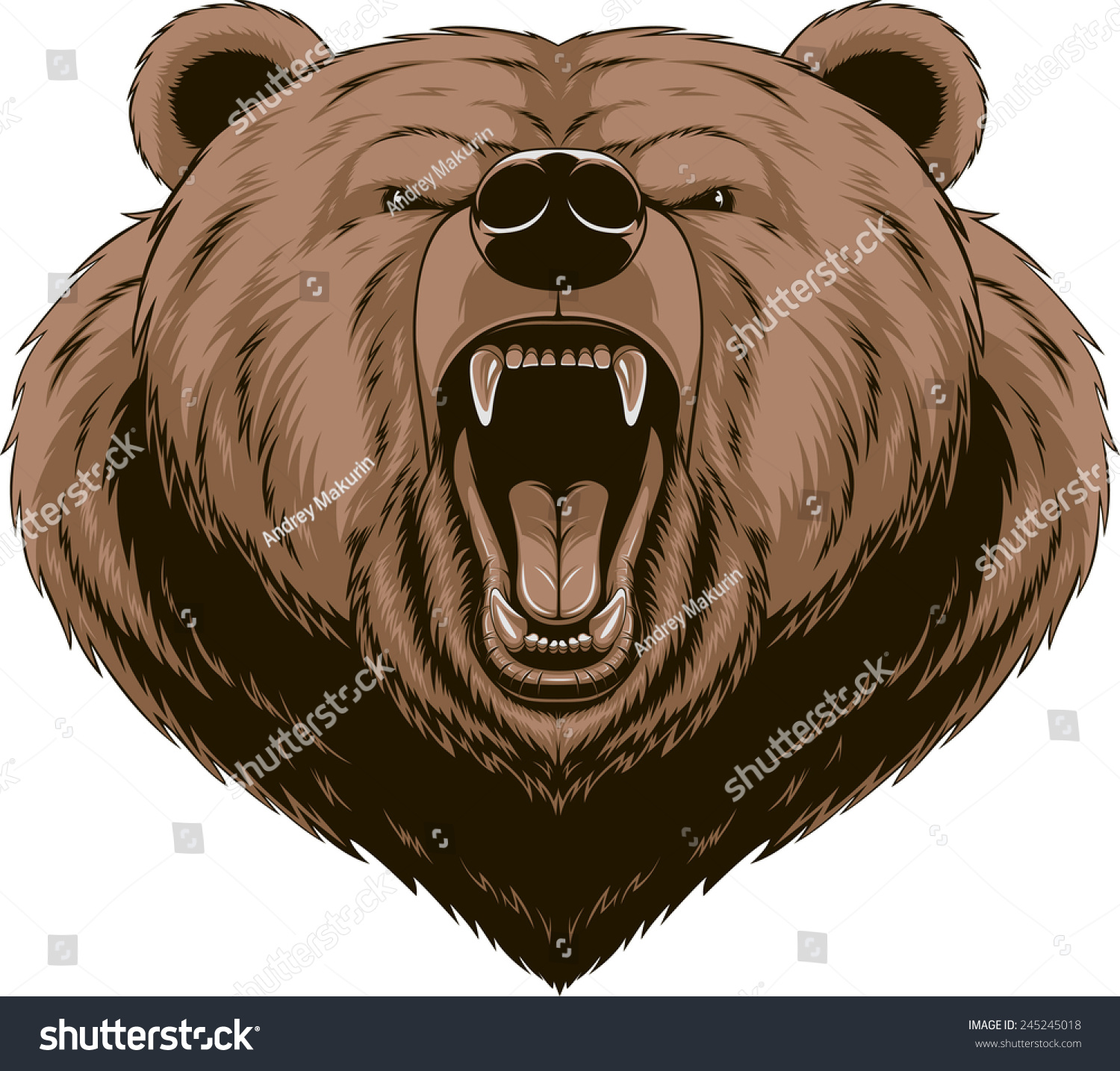 Vector Illustration Angry Bear Head Mascot Stock Vector 245245018 ...