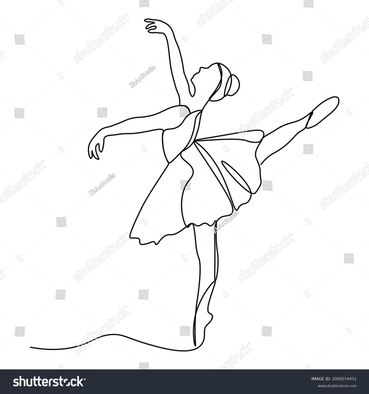 Vector Illustration Ballet Dancer Dance Drawing Stock Vector (Royalty ...