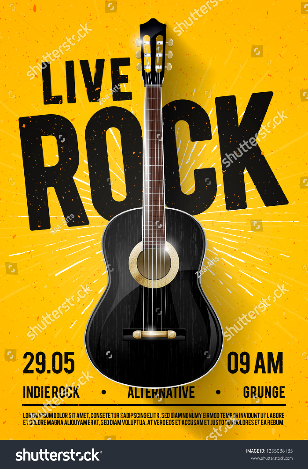 Vector Illustration Beautiful Live Classic Rock Stock Vector Royalty Free 1255088185