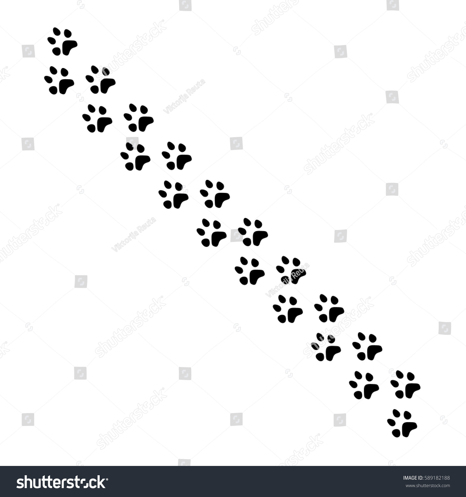 Vector Illustration Black Silhouette Dog Footprints Stock Vector ...