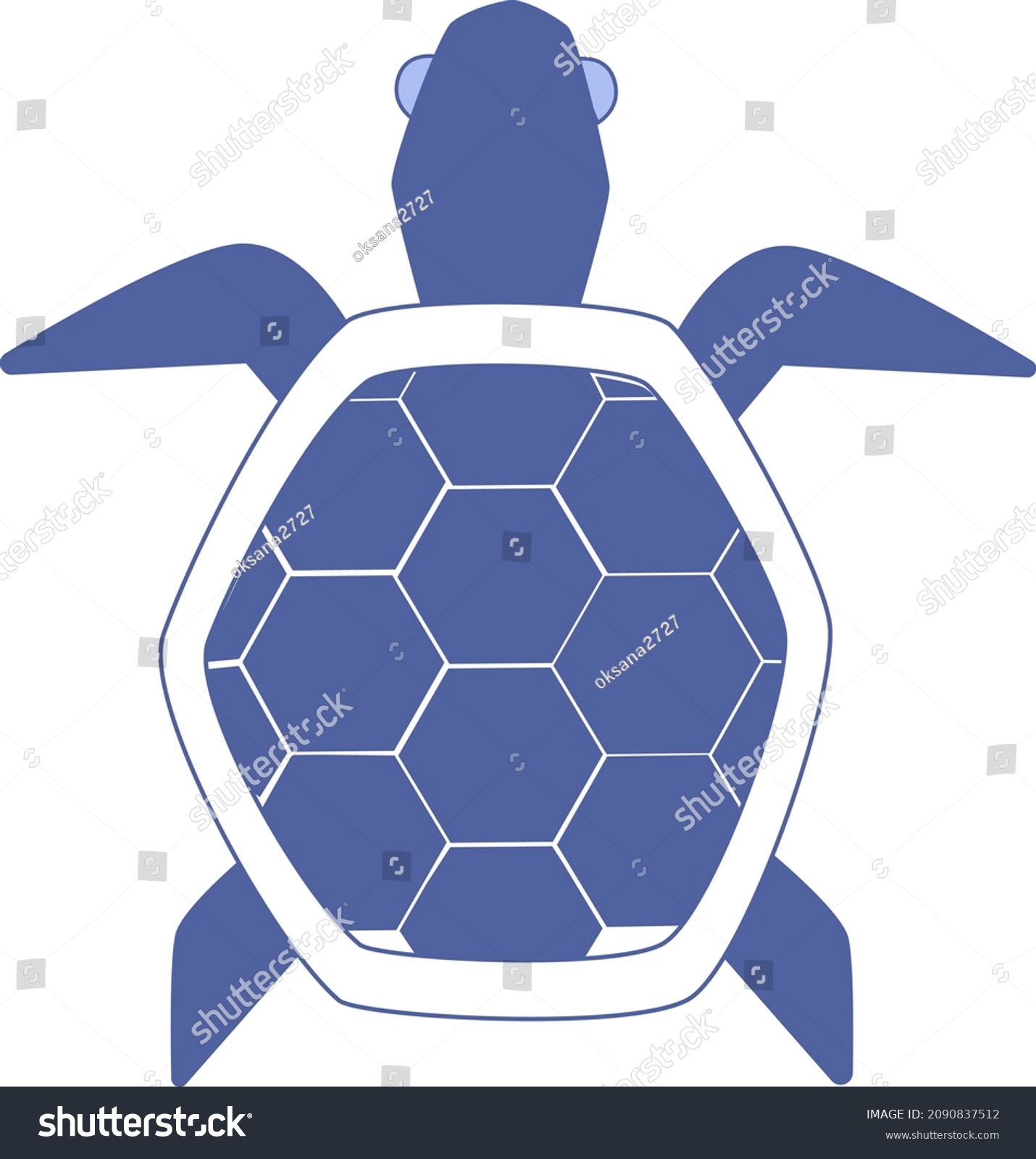 Vector Illustration Blue Sea Turtle Stock Vector (Royalty Free ...