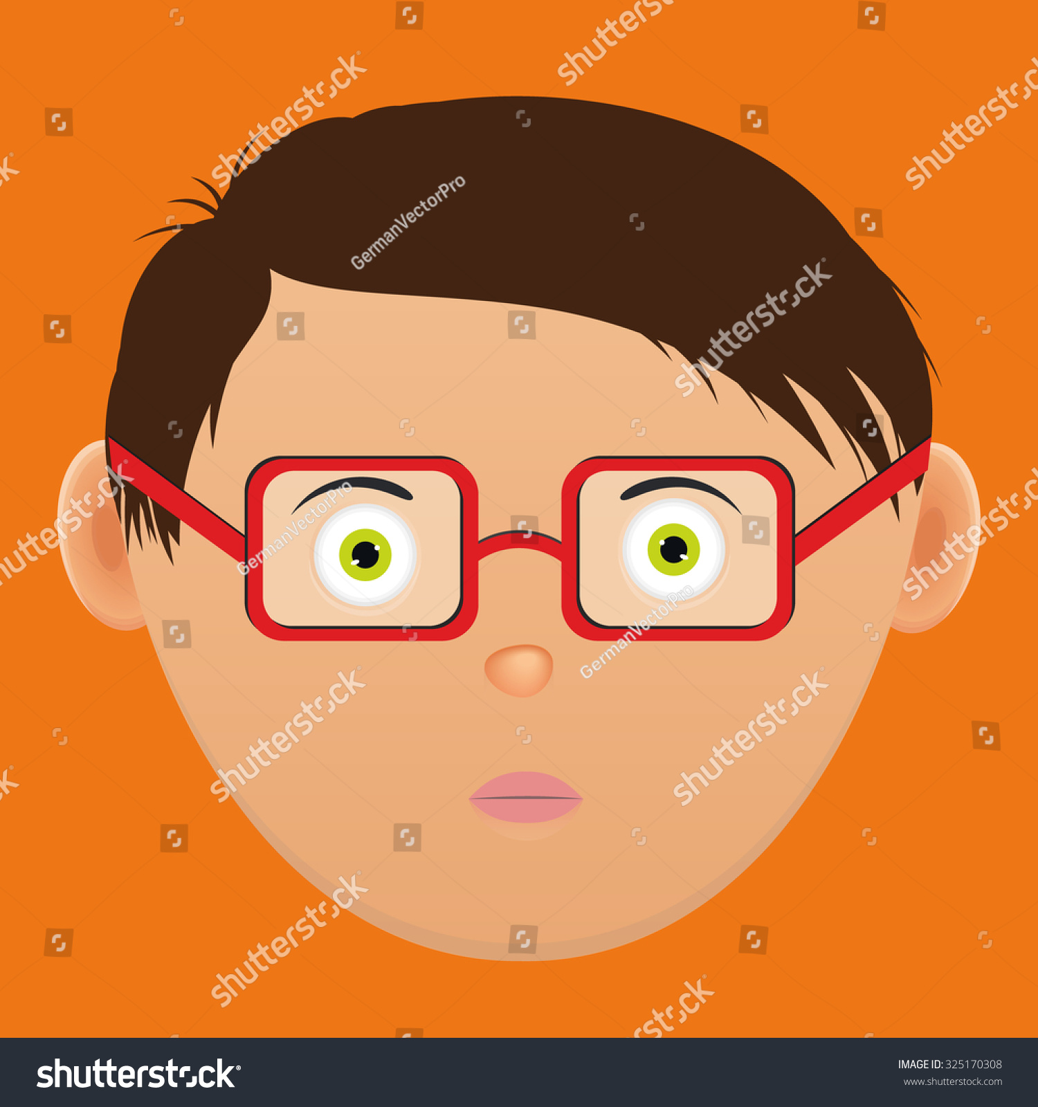 Vector Illustration Boys Head Red Glasses Stock Vector Royalty Free 325170308 8101