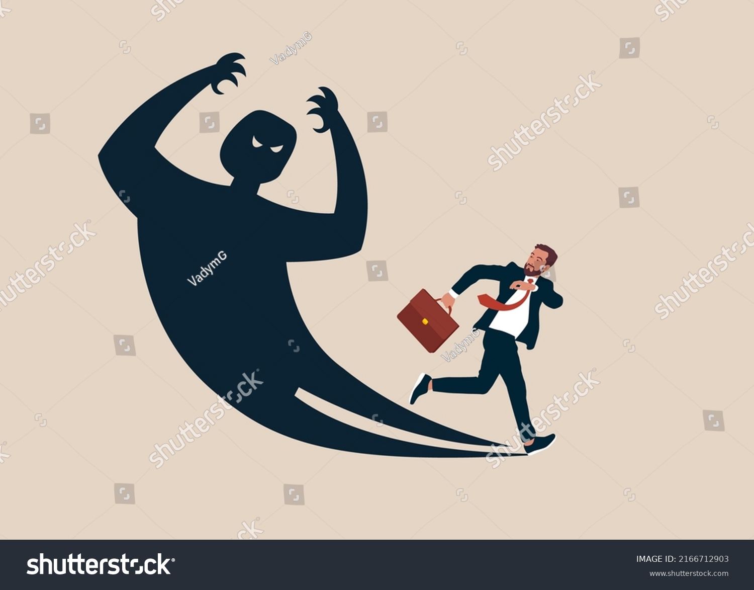 Vector Illustration Businessman Running Away Afraid Stock Vector ...