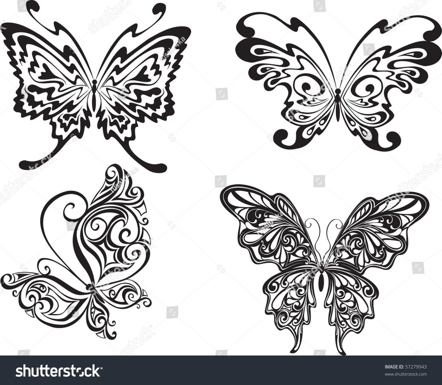 Vector Illustration. Butterflies Isolated On A White Background ...