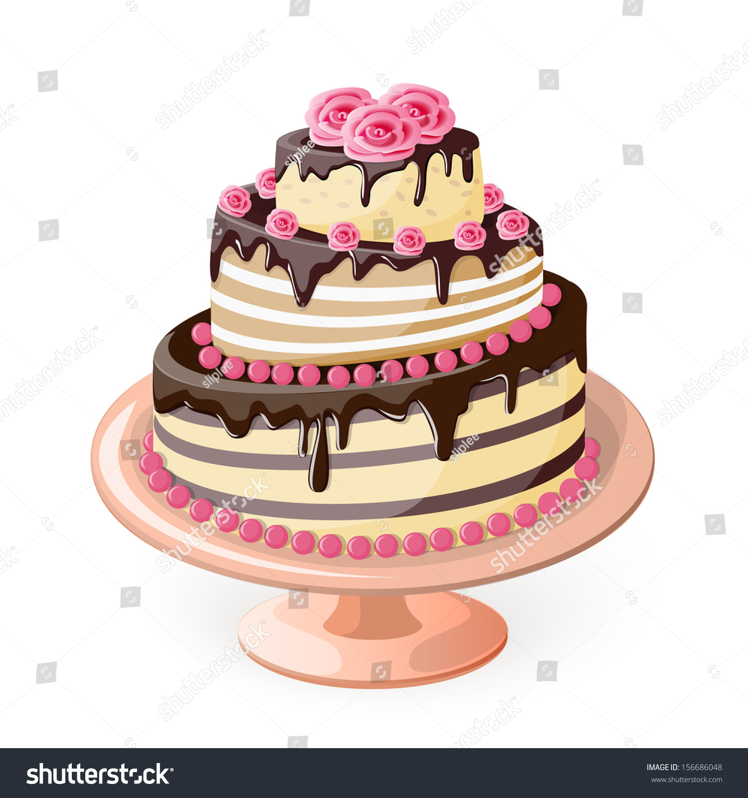 Download Vector Illustration Cake Tier Roses On Stock Vector ...