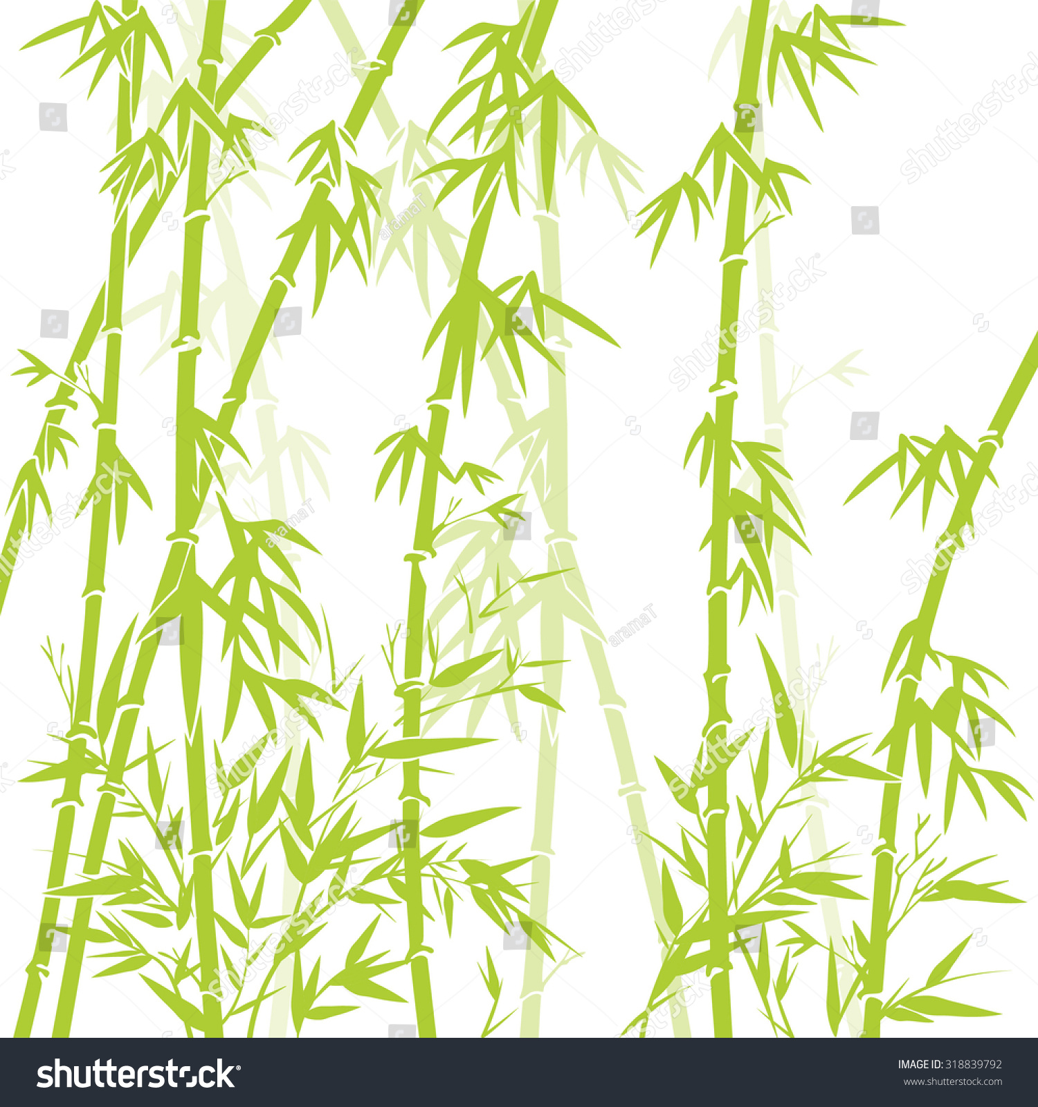 Vector Illustration Card Green Bamboo Traditional Stock Vector (Royalty