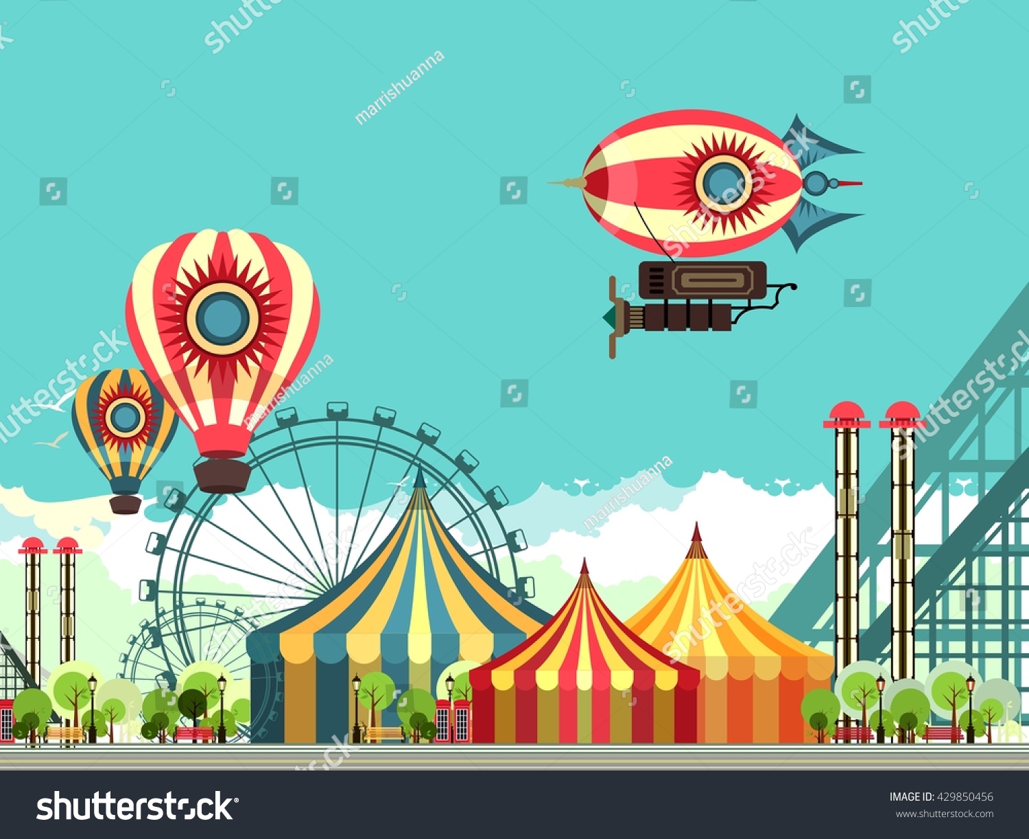 Vector Illustration Carnival Circus Tent On Stock Vector (Royalty Free ...