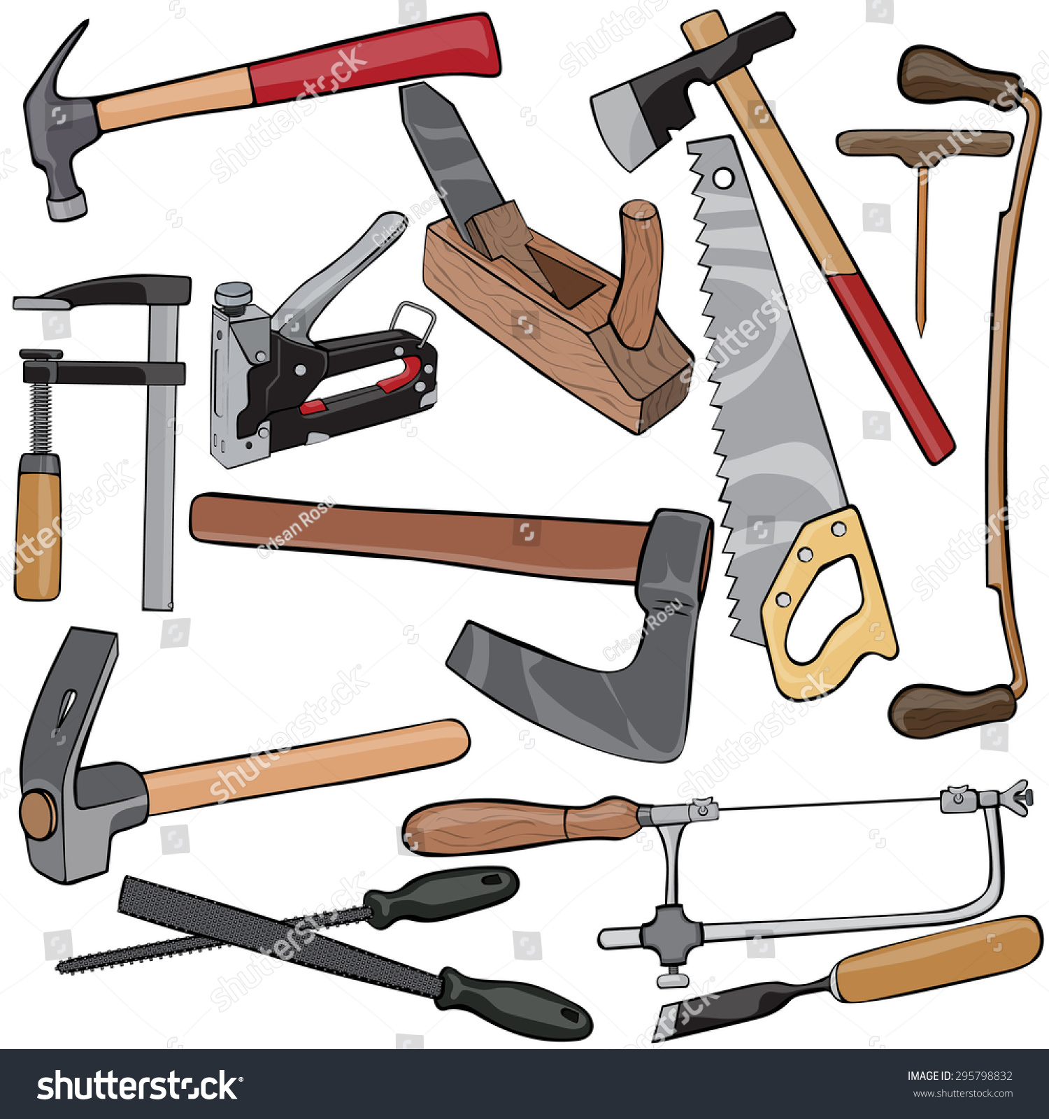 SVG of Vector illustration, carpenter's tools, cartoon concept, white background. svg