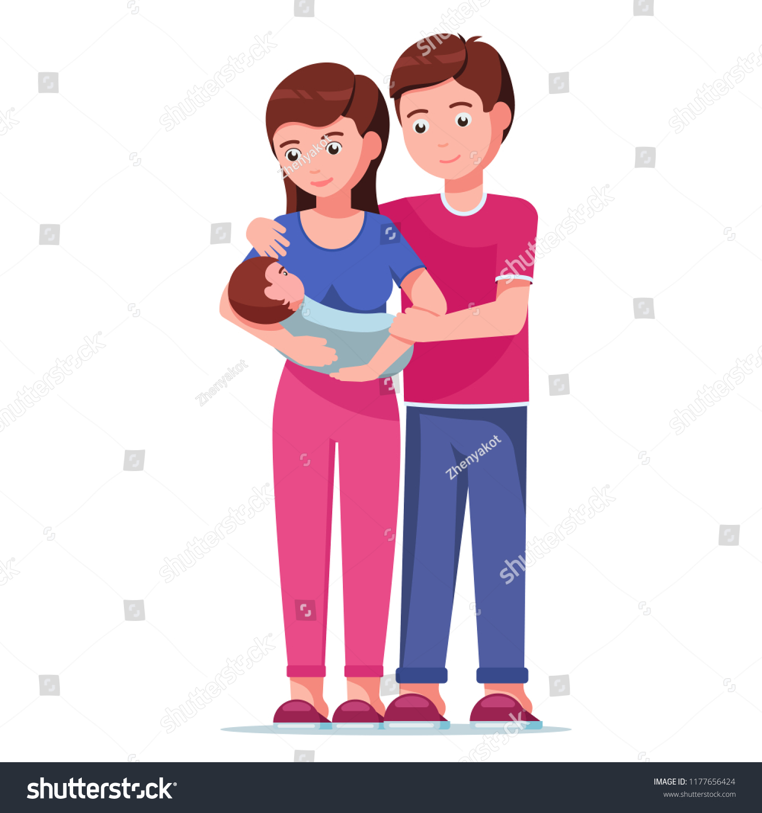 Vector Illustration Cartoon Father Mother Holding Stock Vector Royalty Free