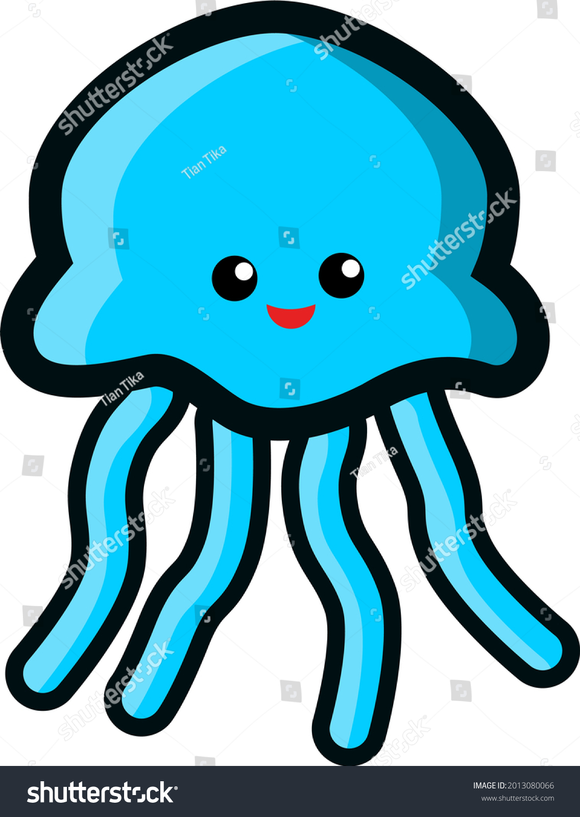 Vector Illustration Cartoon Jellyfish Kawaii Style Stock Vector ...