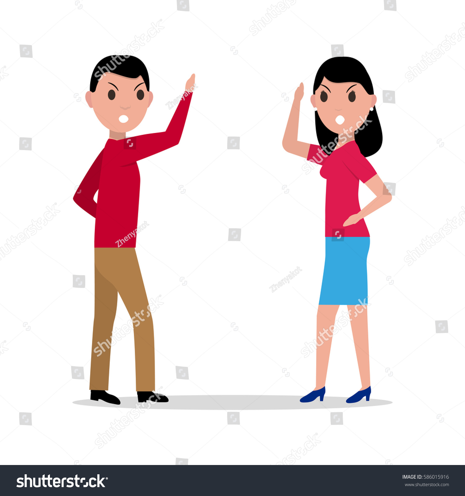 Vector Illustration Cartoon Man Woman Quarrel Stock Vector 586015916 ...