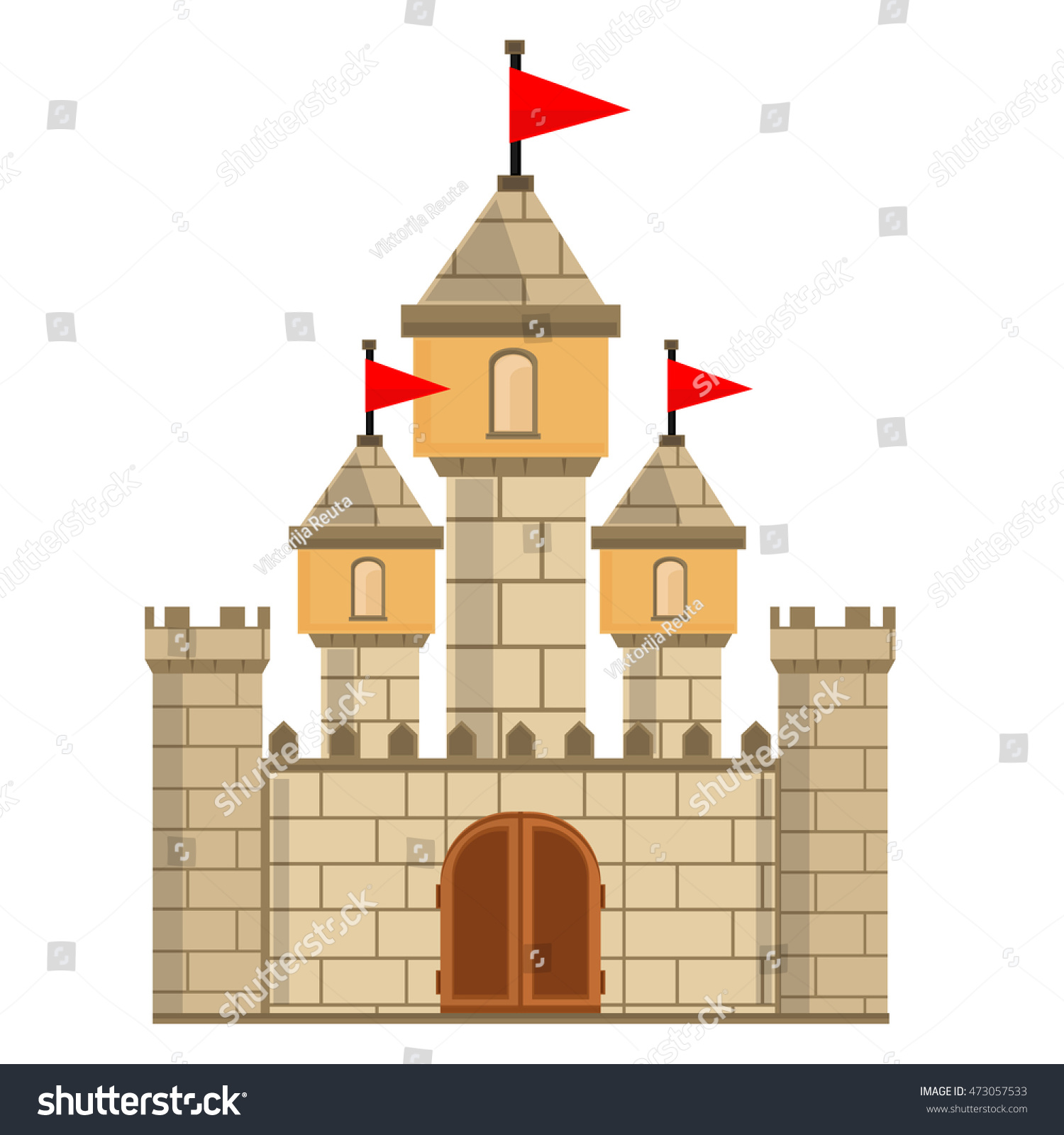 Vector Illustration Cartoon Medieval Castle Castle Stock Vector ...