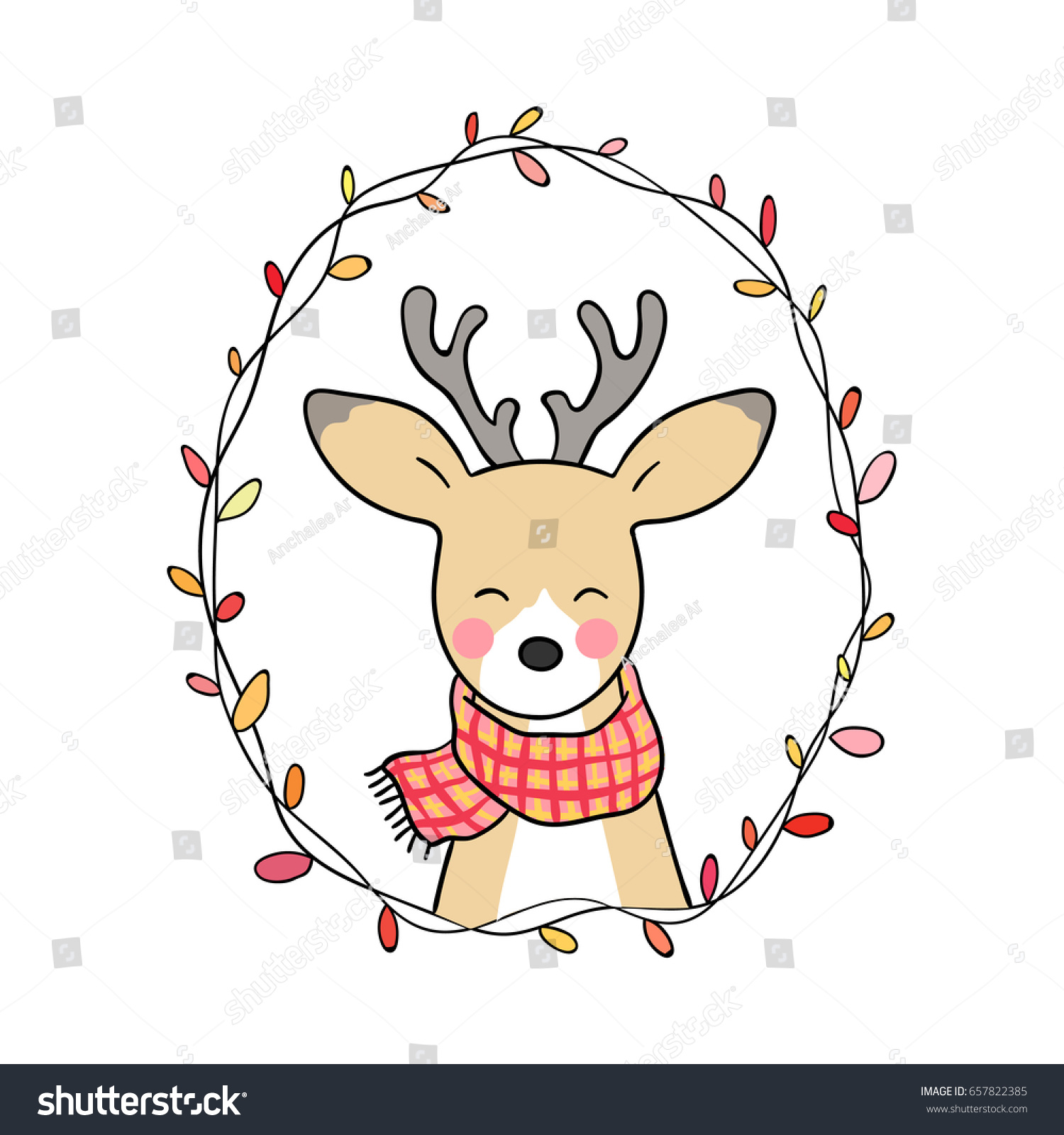 Vector Illustration Character Design Cute Deer Stock Vector 657822385 ...