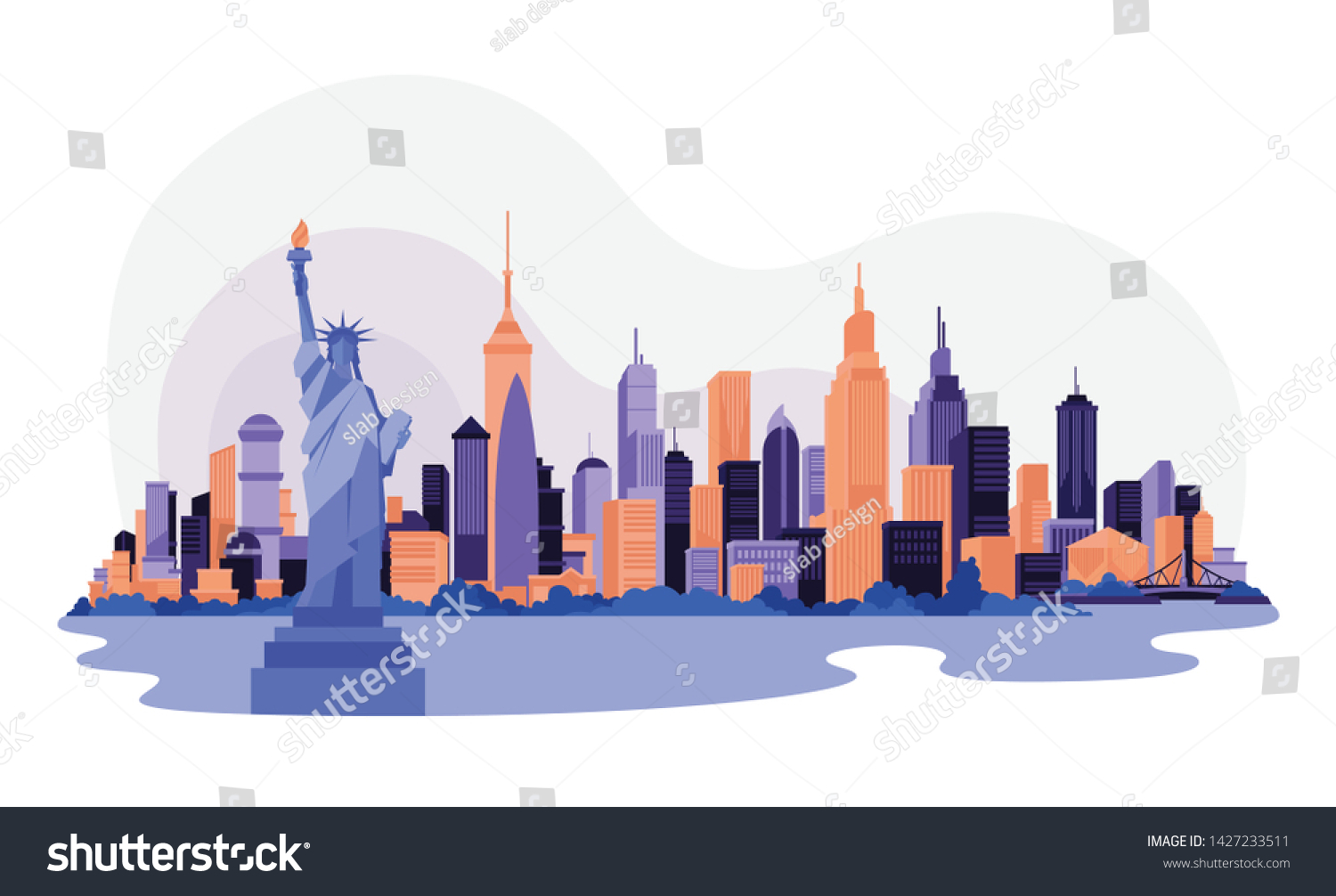 SVG of Vector illustration. cityscape. New York and Chrysler building. Isometric perspective. Cartoon Style. svg