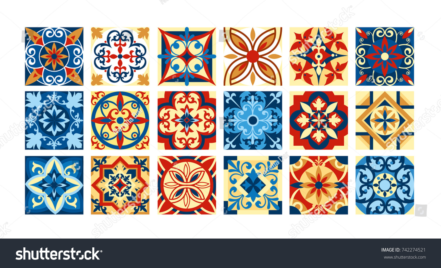 Vector Illustration Collection Ceramic Tiles Retro Stock Vector ...