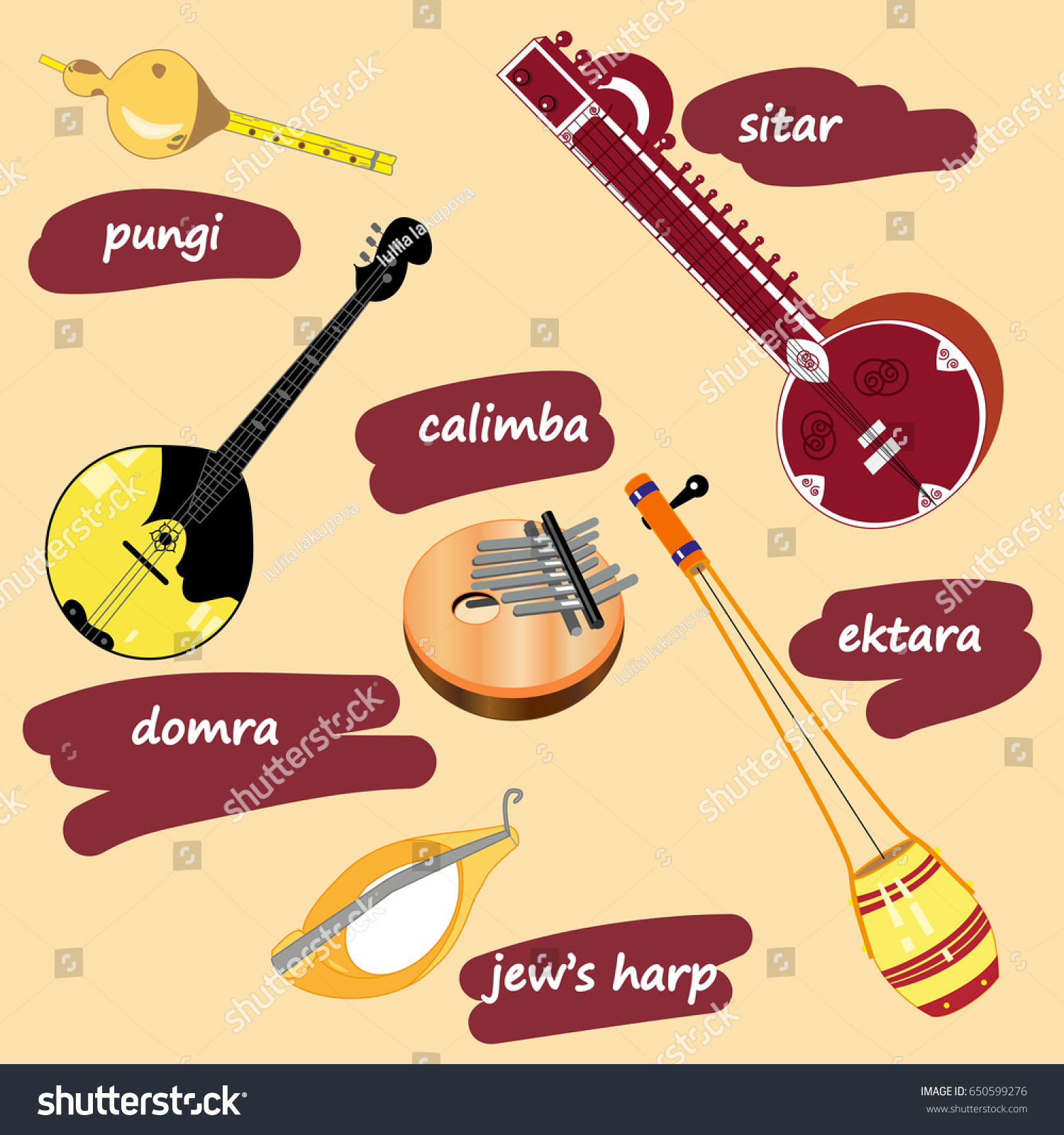 Vector Illustration Collection Ethnic Musical Instruments Stock Vector Royalty Free