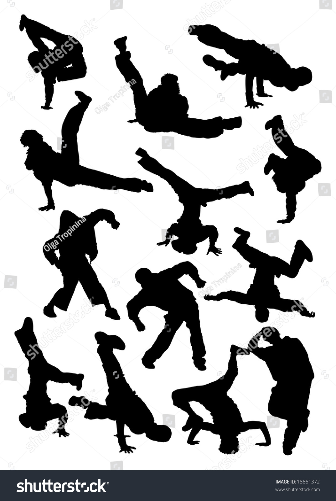 Vector Illustration. Collection Silhouette Of Breakdancer - 18661372 ...