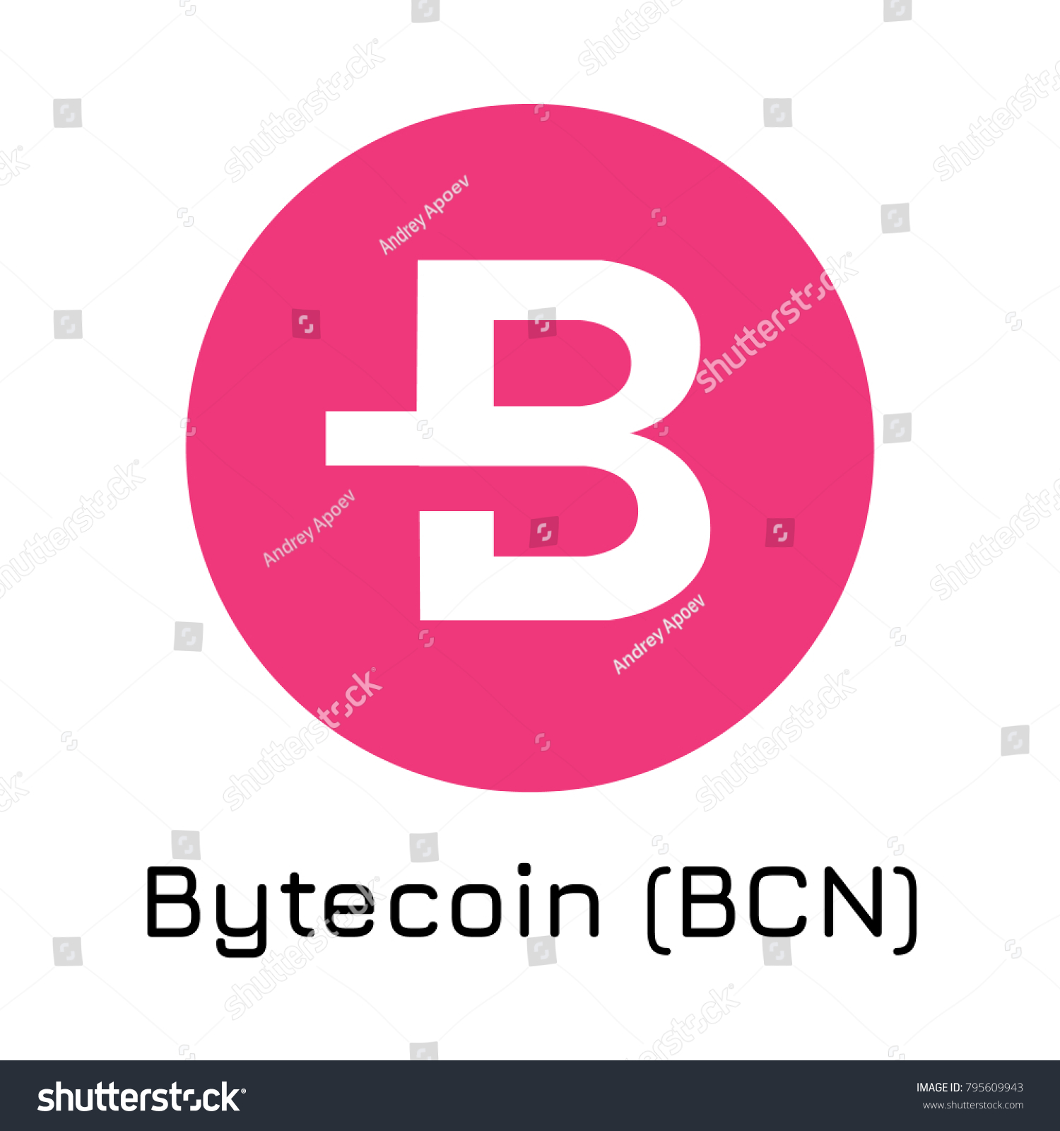 SVG of Vector illustration crypto coin icon on isolated white background Bytecoin (BCN). Name of the crypto currency and the short trade name on the exchange. Digital currency svg