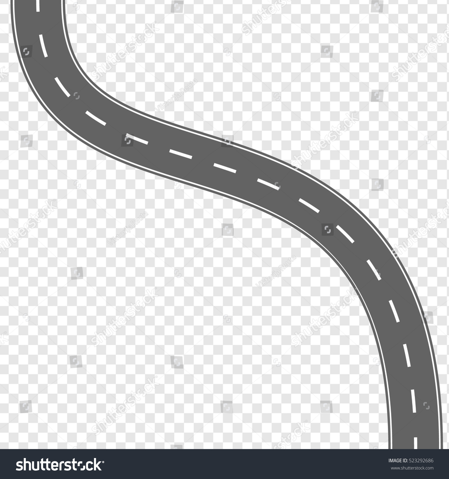 Vector Illustration Curved Road White Markings Stock Vector (Royalty ...
