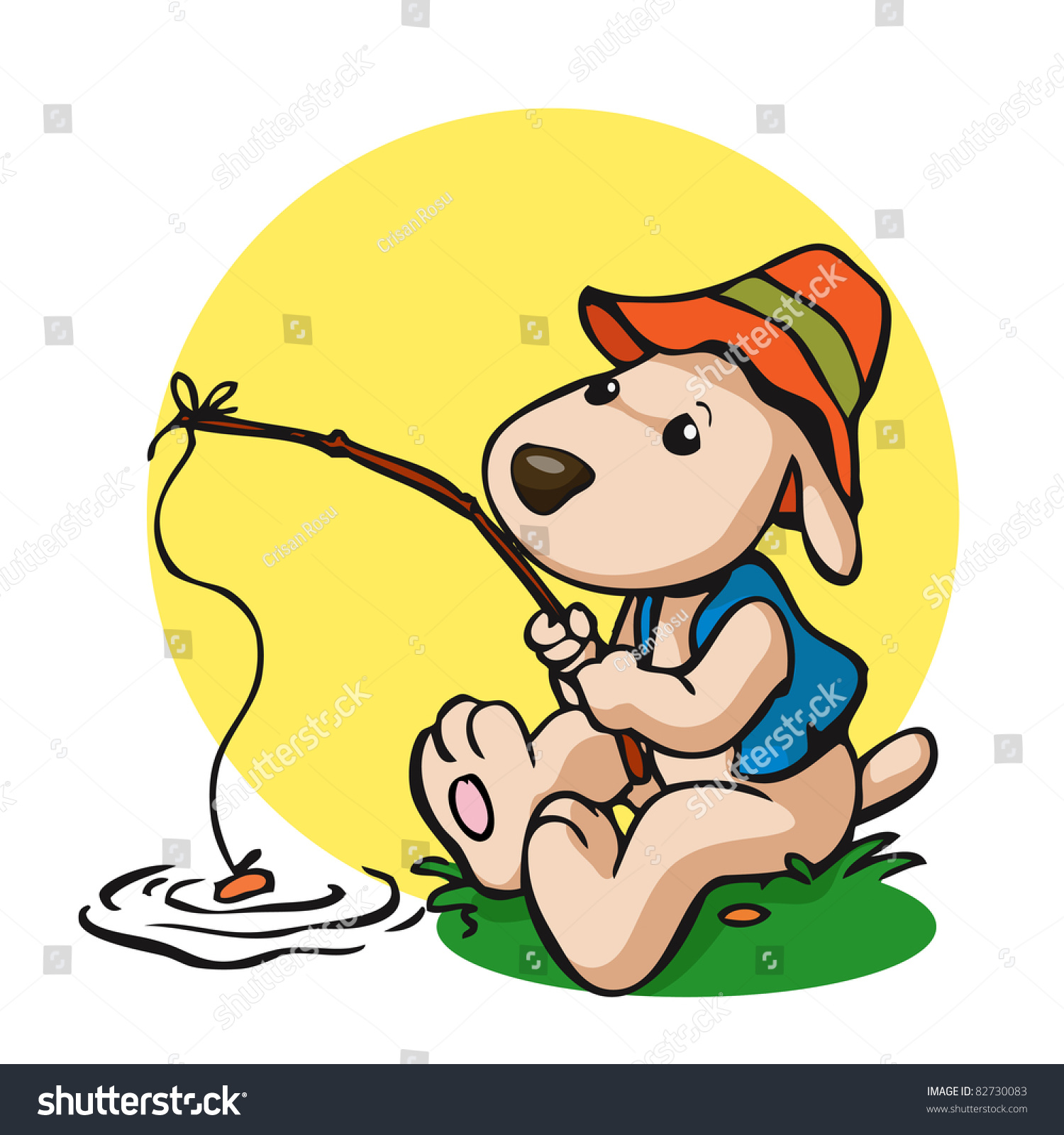 Download Vector Illustration Cute Dog Fishing Card Stock Vector ...