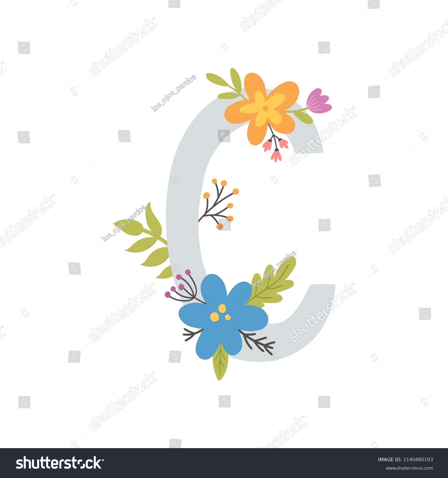 Vector Illustration Cute Letter C Flowers Stock Vector (Royalty Free ...