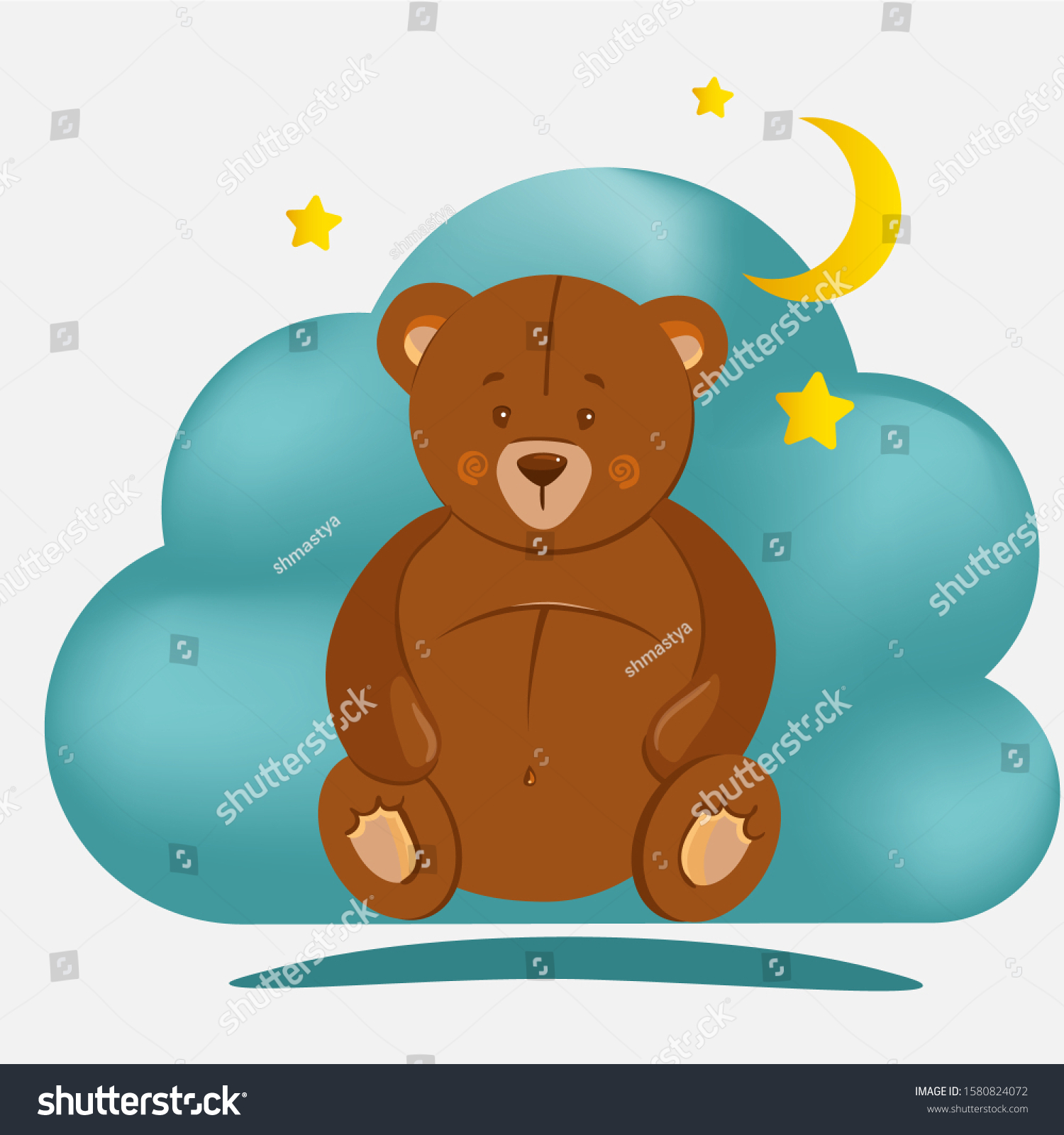 Vector Illustration Cute Little Teddy Bear Stock Vector (Royalty Free ...