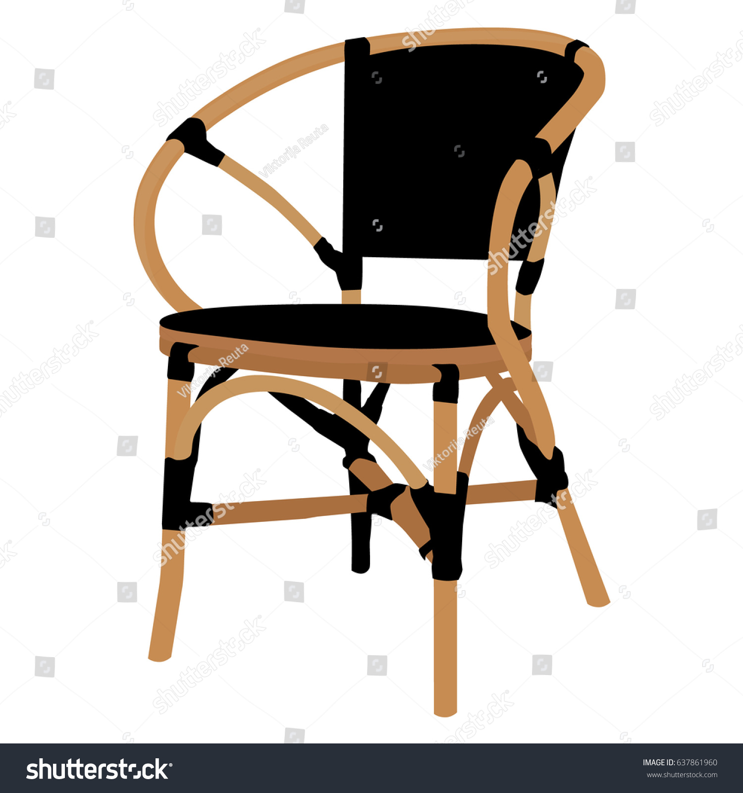 SVG of Vector illustration 3d isometric perspective bamboo chair design for cafe, restaurant. Natural furniture svg