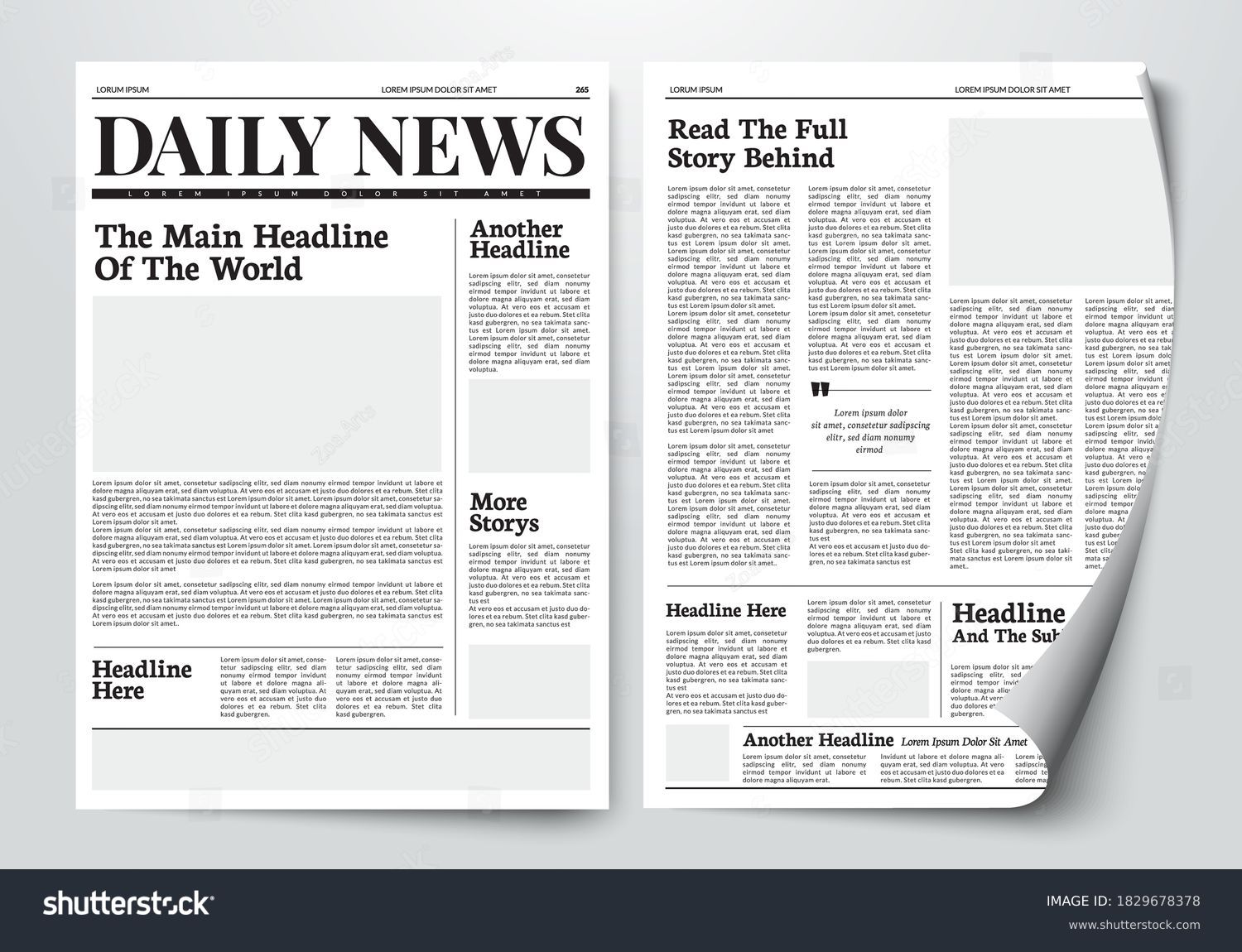 Vector Illustration Daily News Paper Template Stock Vector (Royalty ...