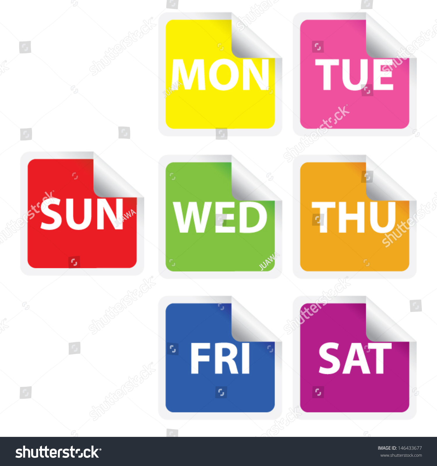 Vector Illustration. 7 Days Of Week From Monday To Sunday Colorful ...