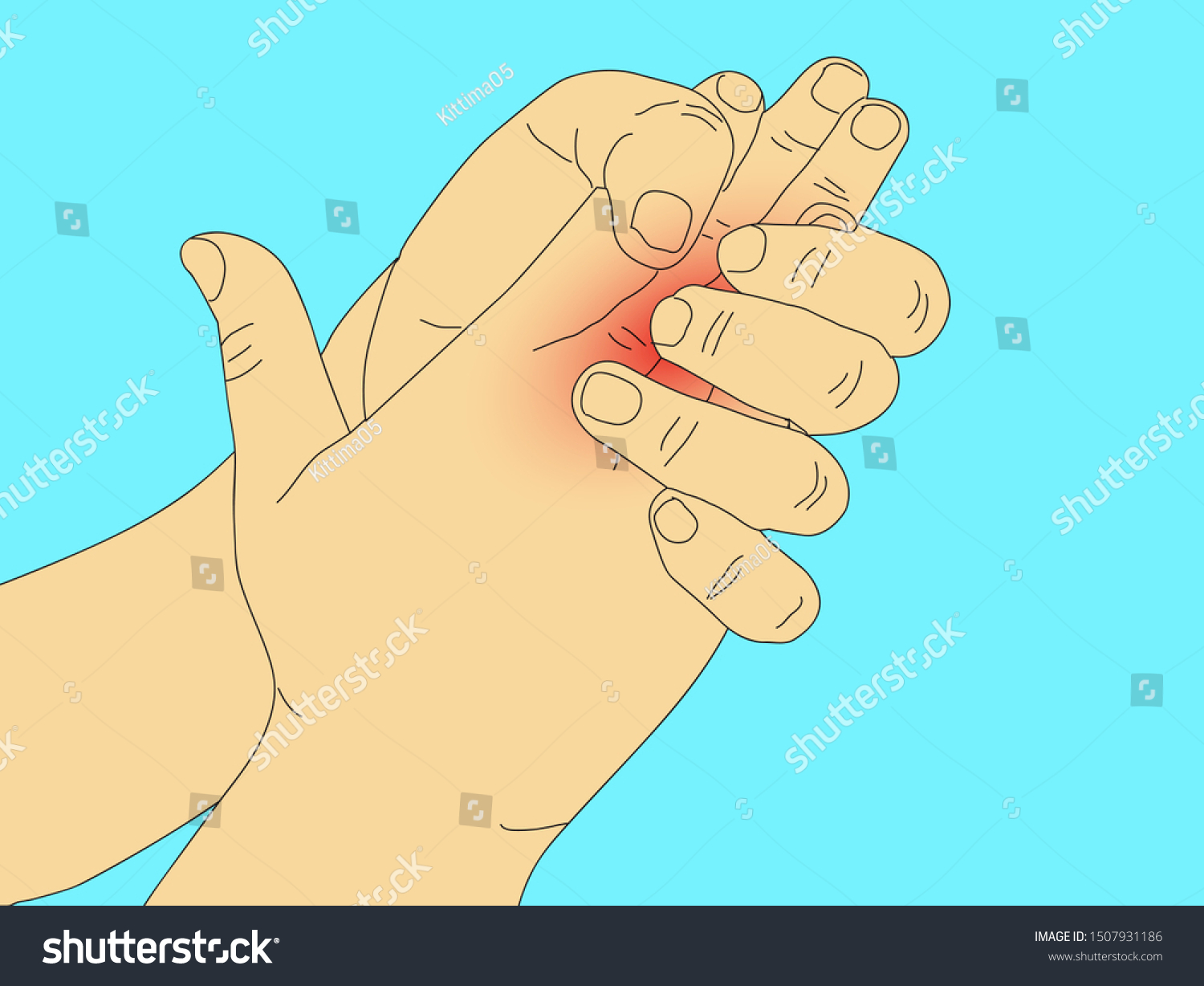 Vector Illustration Doodle Drawing Hand Pain Stock Vector (Royalty Free
