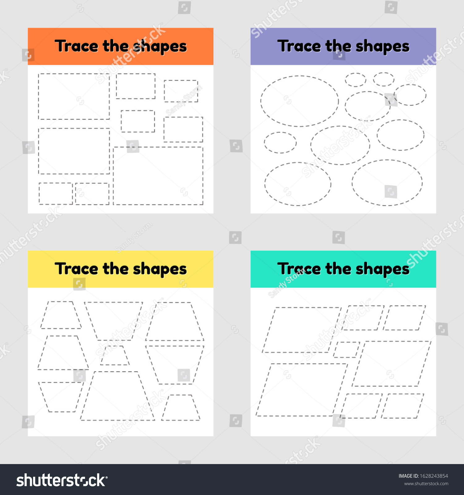 Vector Illustration Educational Tracing Worksheet Kids Stock Vector ...