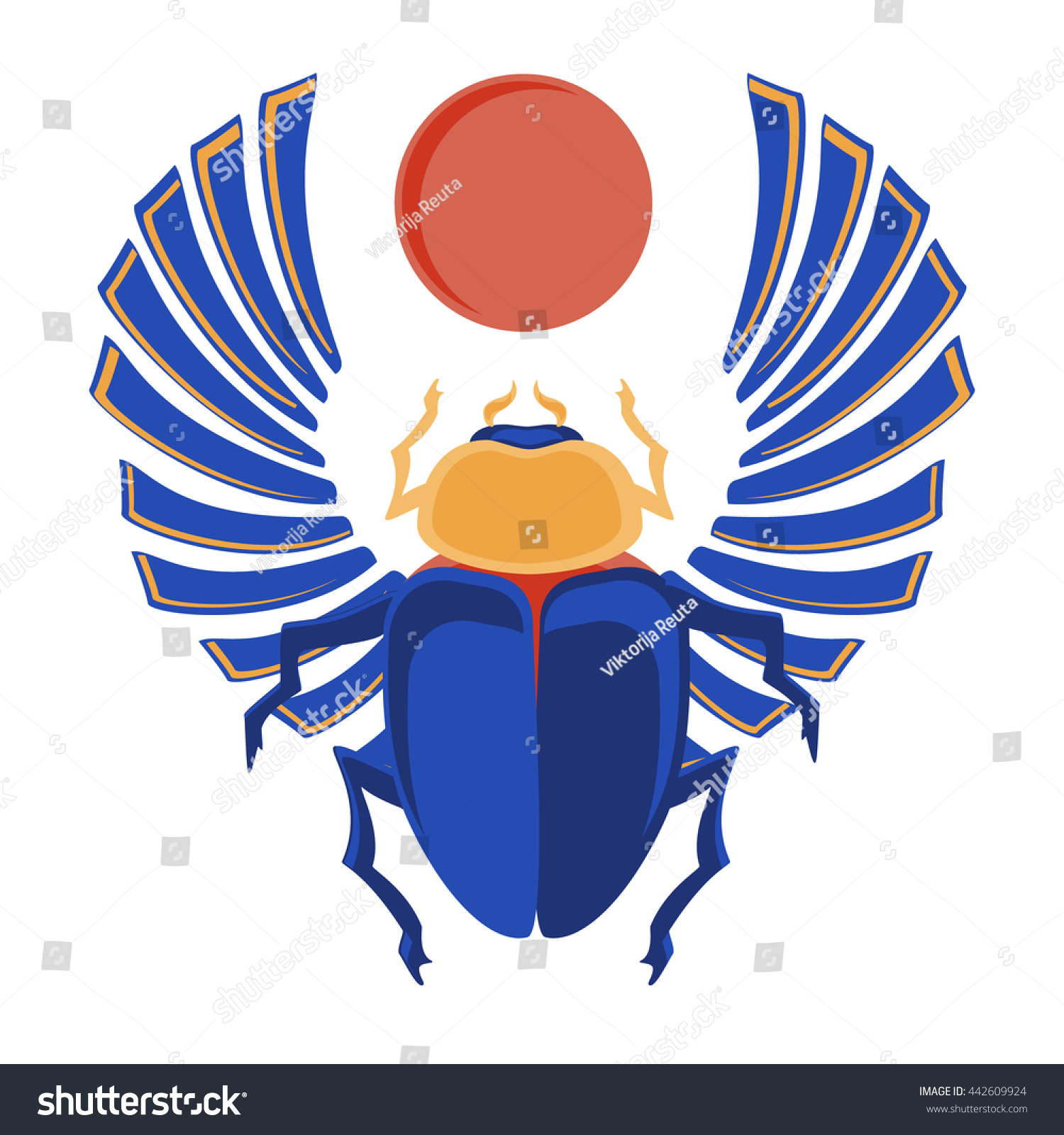 Vector Illustration Egyptian Scarab Beetle Egyptian Stock Vector